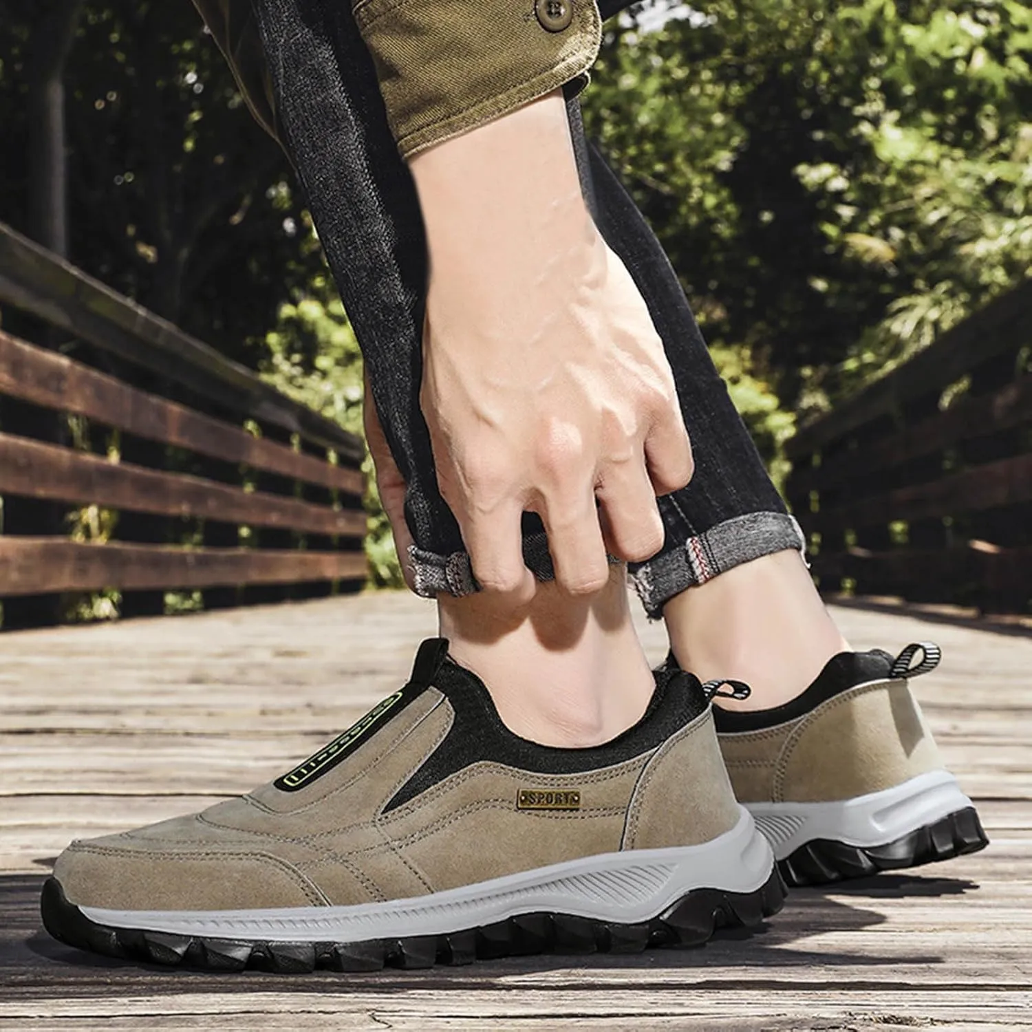 Orthopedic Hiking Shoes Men Waterproof Work Shoes Breathable Outdoor Walking Shoes Casual Non Slip Shoes