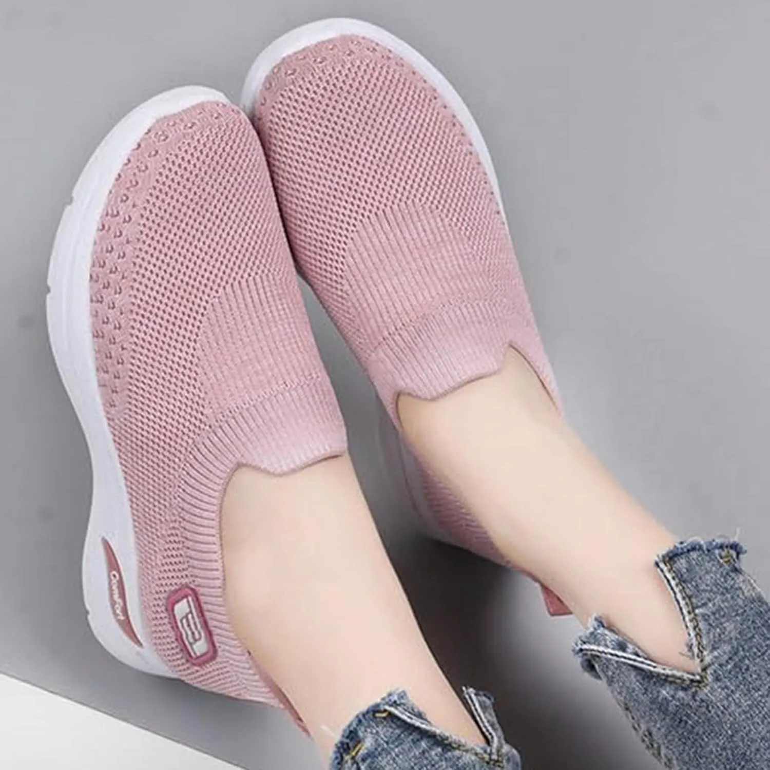 Orthopedic Sneakers for Women Comfort Wear Slip On Walking Shoes Orthowear Ortho Stretch Cushion Shoe Breathable Mesh Orthopedic Sneakers with Arch Support Comfortable