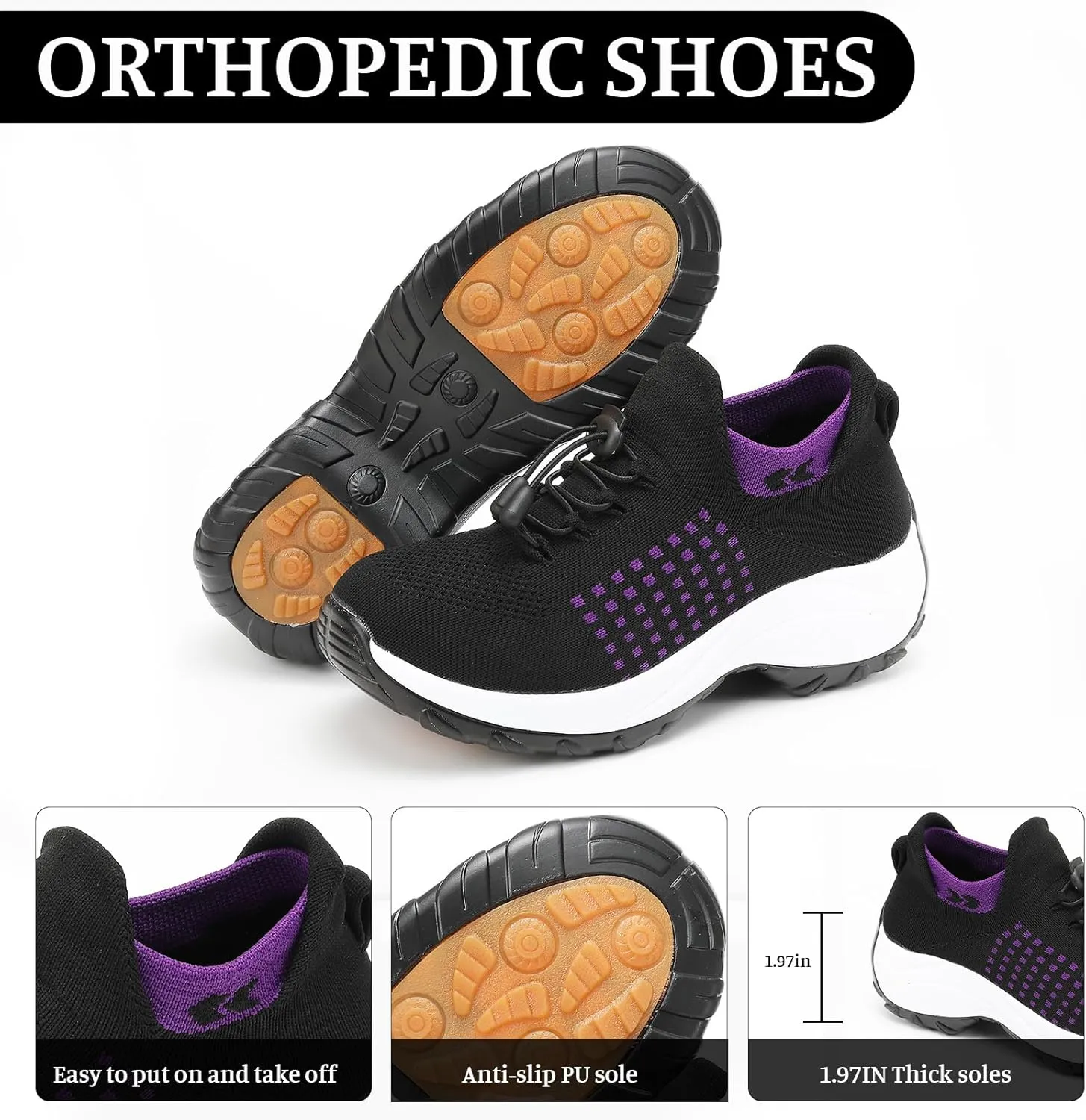 Orthopedic Sneakers for Women Comfortable Orthopedic Walking Shoes Breathable Non Slip Casual Athletic Stretch Cushion Shoes