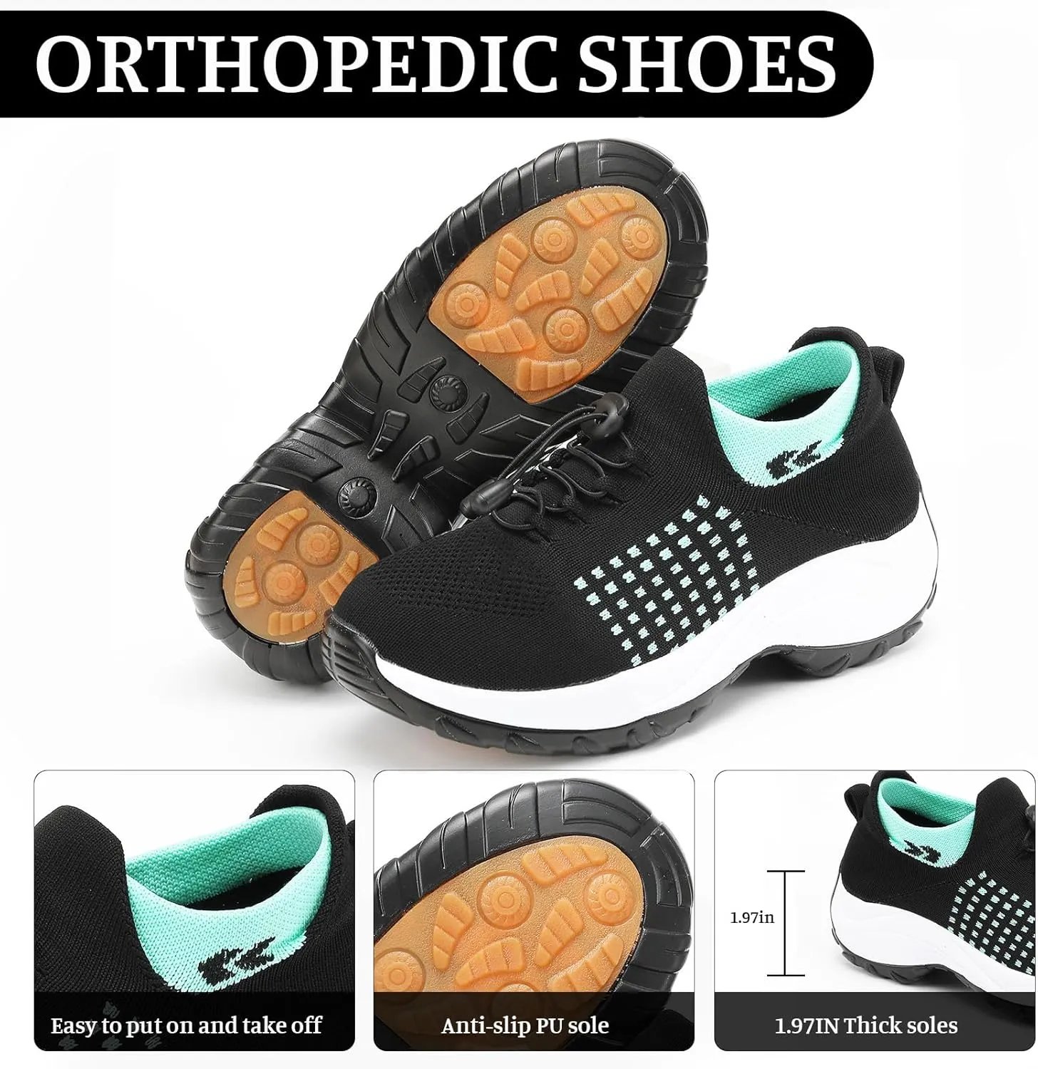 Orthopedic Sneakers for Women Comfortable Orthopedic Walking Shoes Breathable Non Slip Casual Athletic Stretch Cushion Shoes