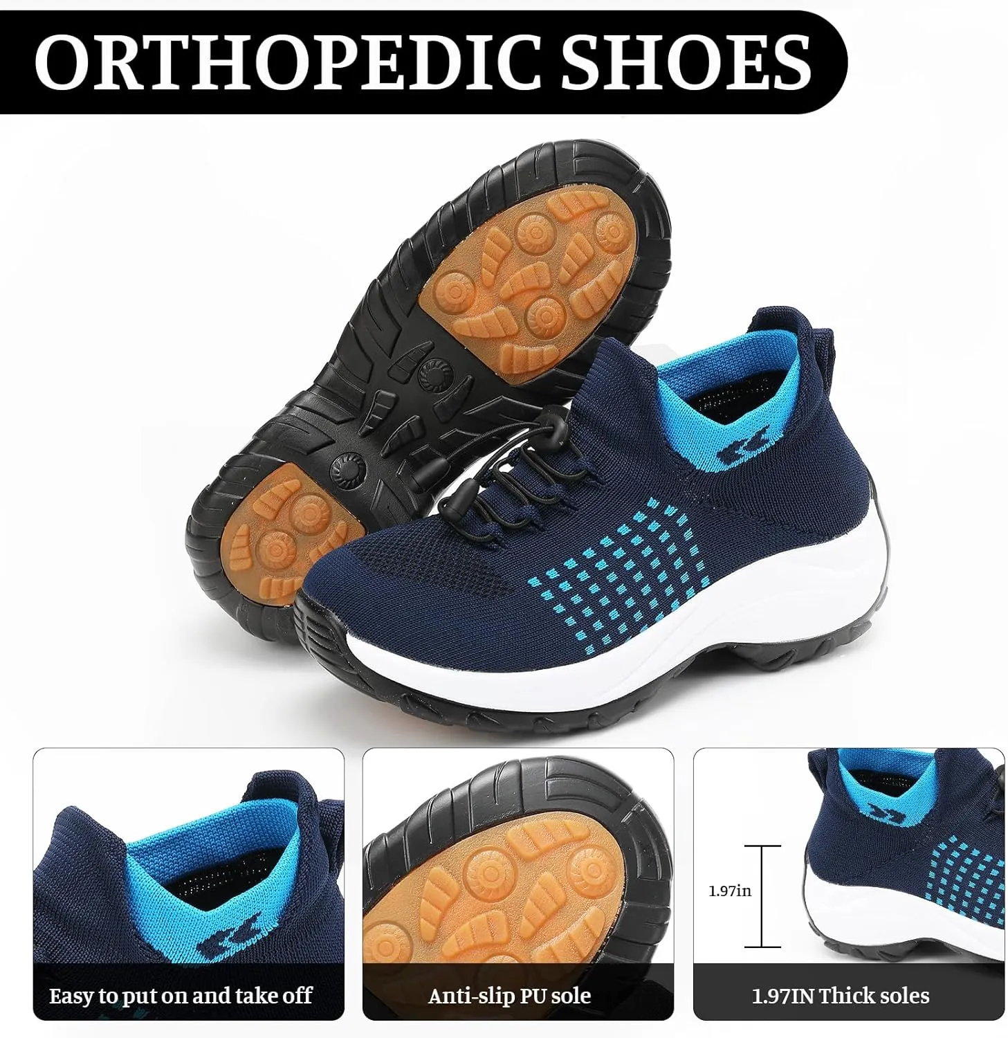 Orthopedic Sneakers for Women Comfortable Orthopedic Walking Shoes Breathable Non Slip Casual Athletic Stretch Cushion Shoes