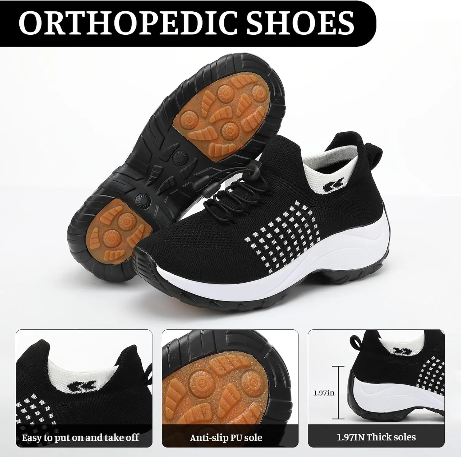 Orthopedic Sneakers for Women Comfortable Orthopedic Walking Shoes Breathable Non Slip Casual Athletic Stretch Cushion Shoes
