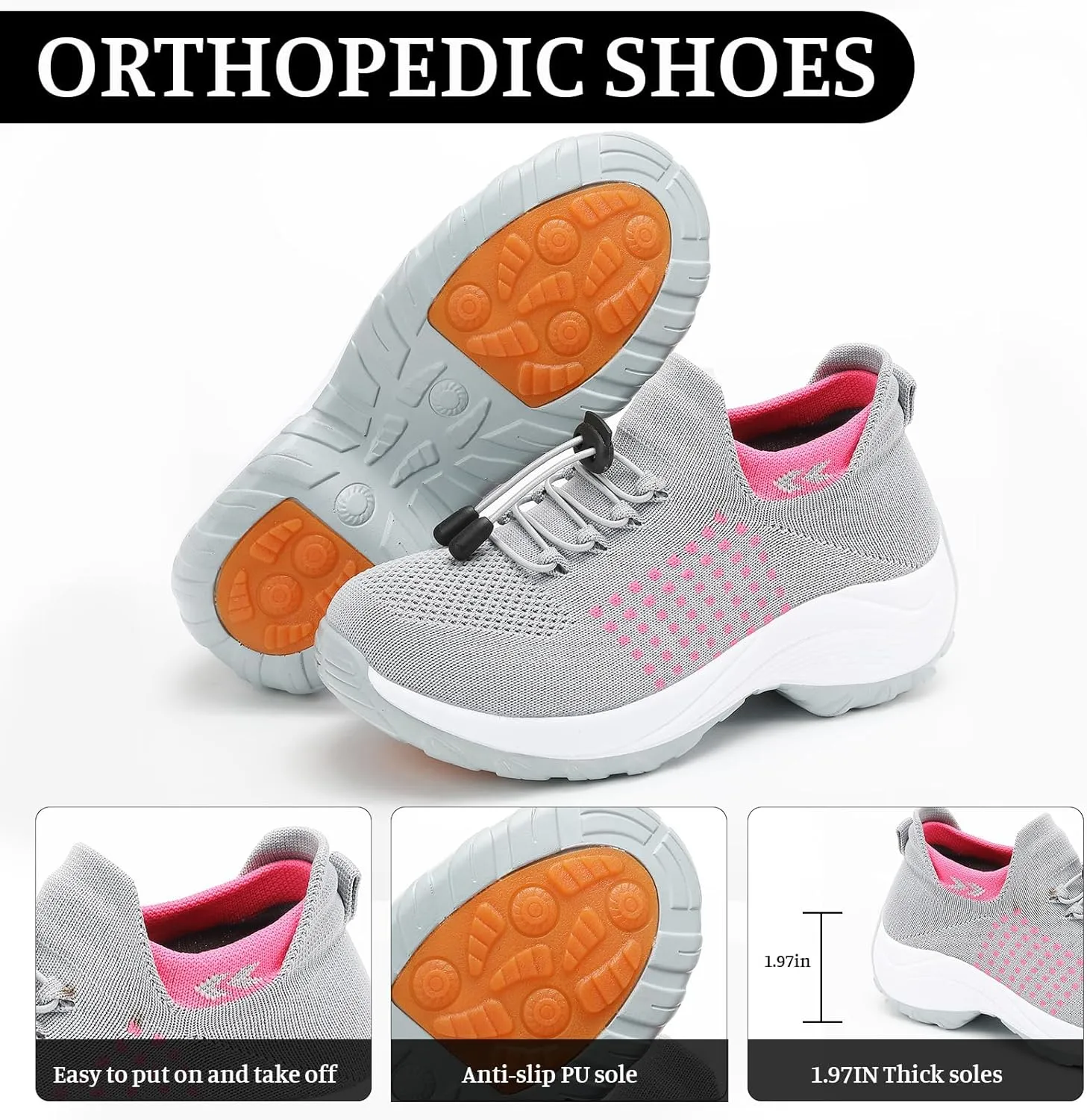 Orthopedic Sneakers for Women Comfortable Orthopedic Walking Shoes Breathable Non Slip Casual Athletic Stretch Cushion Shoes