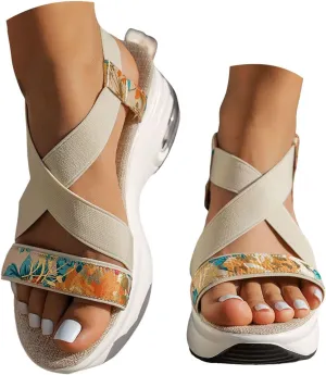 Orthopedic Wedge Sandals for Women Summer Dressy 2025 Summer Platform Chunky Heel Sandals Cushioned Comfort Teal Sandals Summer Backless Mules Slide Walking Shoes for Daily Wear