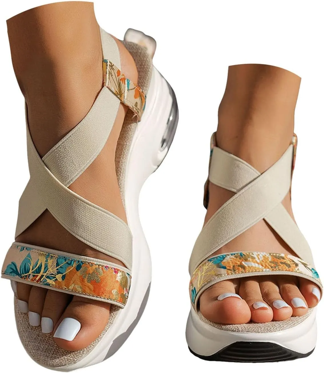 Orthopedic Wedge Sandals for Women Summer Dressy 2025 Summer Platform Chunky Heel Sandals Cushioned Comfort Teal Sandals Summer Backless Mules Slide Walking Shoes for Daily Wear
