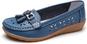 Orthopedic Women Summer Slip On Loafers Breathable Leather Comfortable Walking Shoes for Work Casual Wear