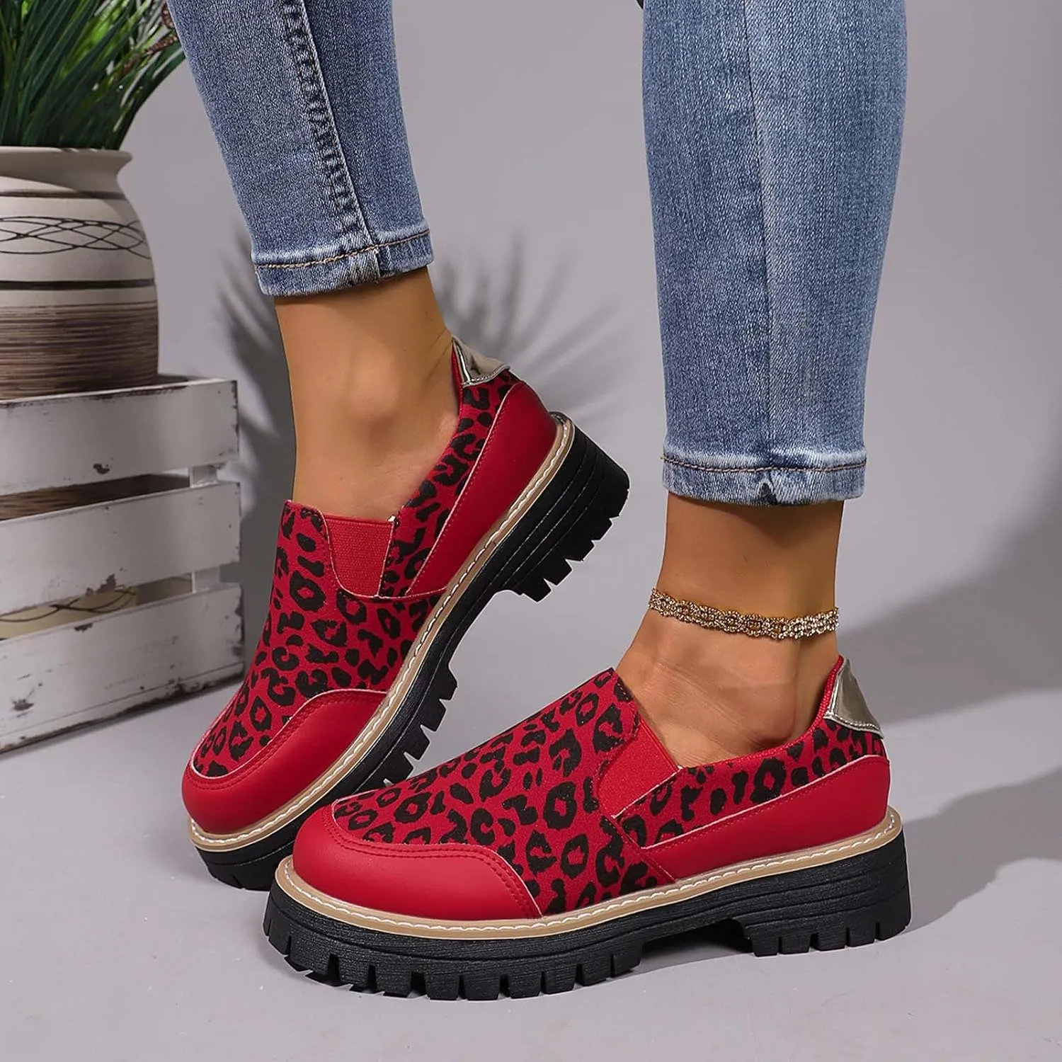 Oxford Shoes for Women Wide Platform Loafers Chunky Penny Loafers Slip-Ons Business Shoes Comfy Moccasins Shoe
