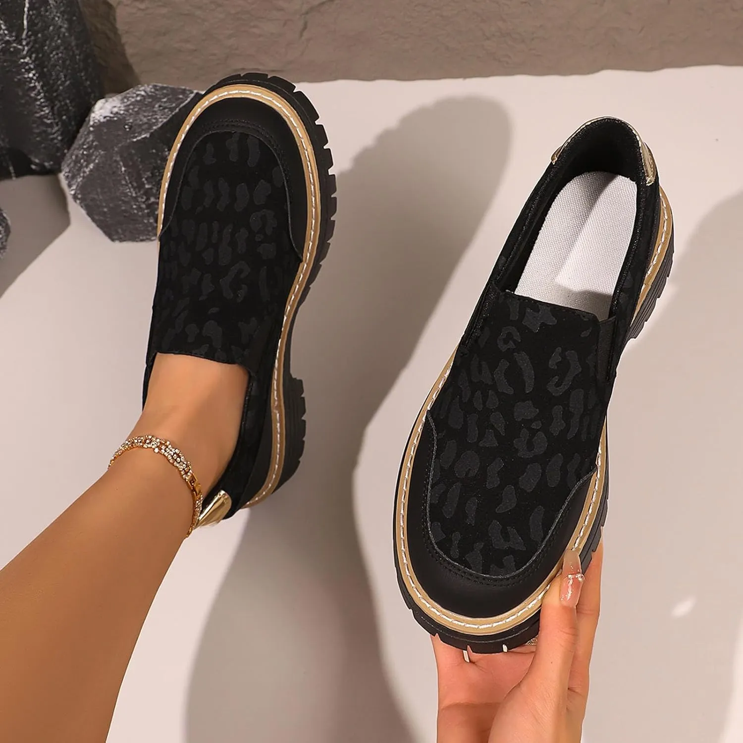 Platform Loafers for Women Comfort Slip-Ons Loafer Business Work Shoes Chunky Penny Loafers Moccasins Comfy Shoes