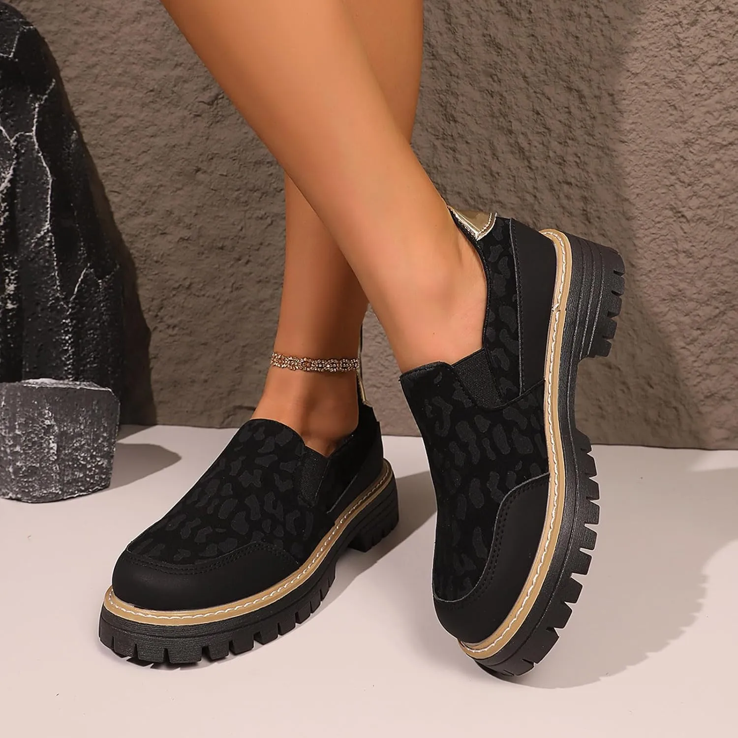 Platform Loafers for Women Comfort Slip-Ons Loafer Business Work Shoes Chunky Penny Loafers Moccasins Comfy Shoes