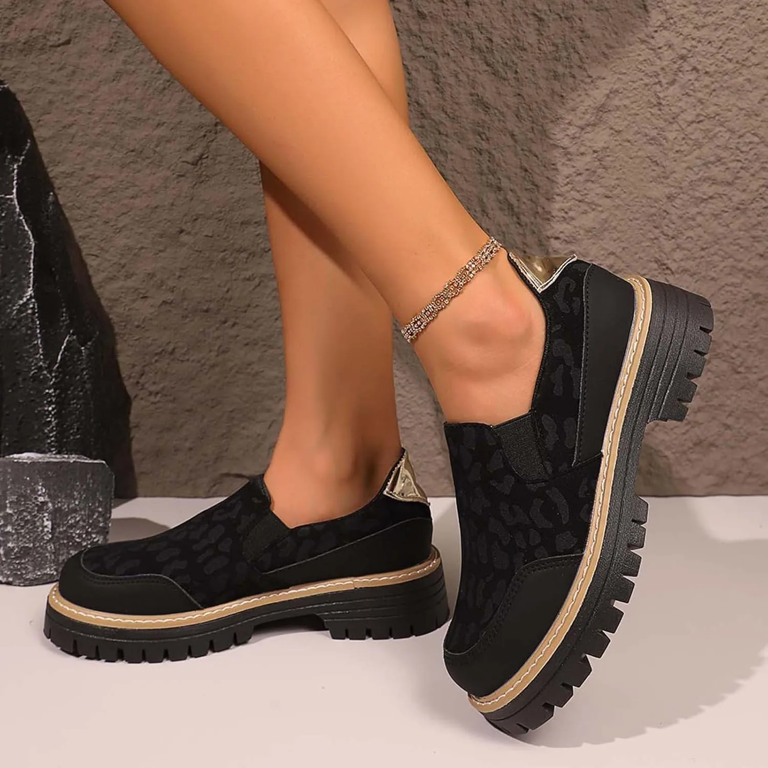 Platform Loafers for Women Comfort Slip-Ons Loafer Business Work Shoes Chunky Penny Loafers Moccasins Comfy Shoes