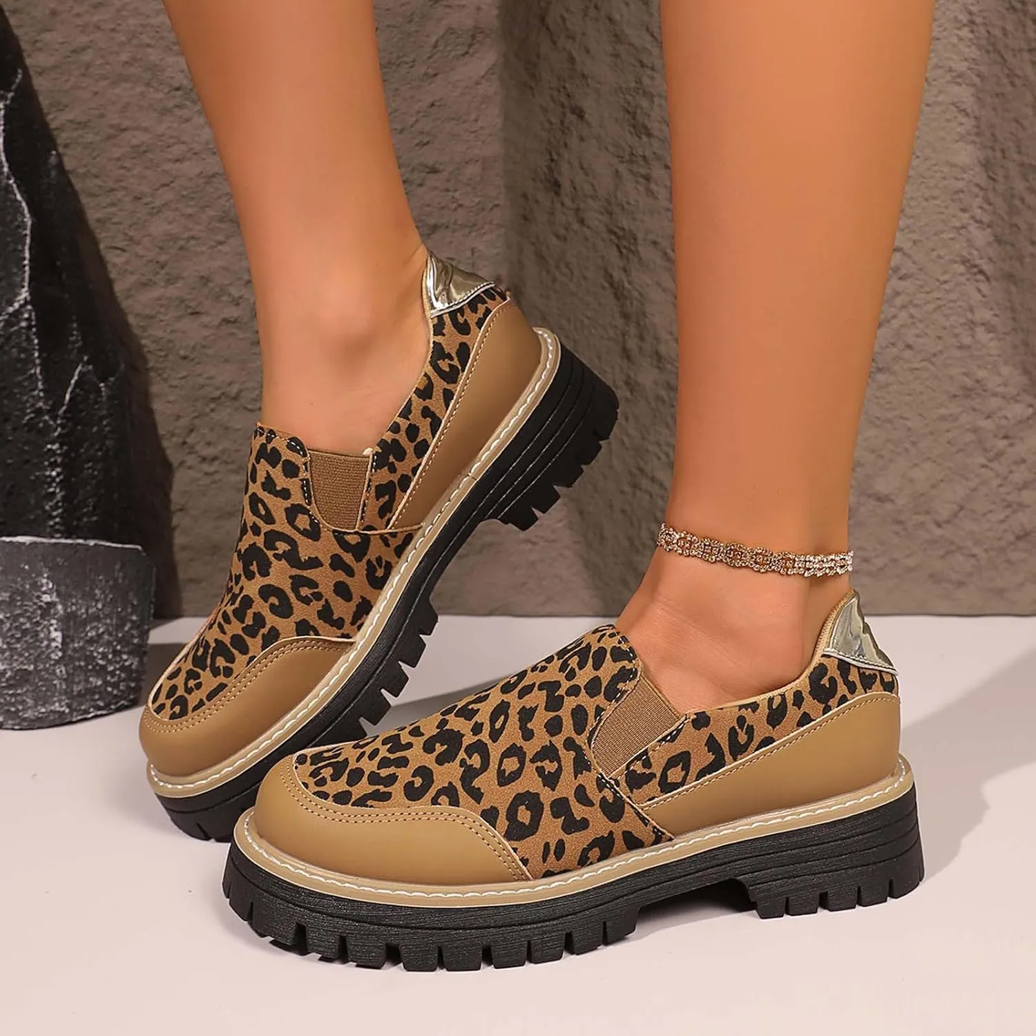 Platform Loafers for Women Comfort Slip-Ons Loafer Business Work Shoes Chunky Penny Loafers Moccasins Comfy Shoes