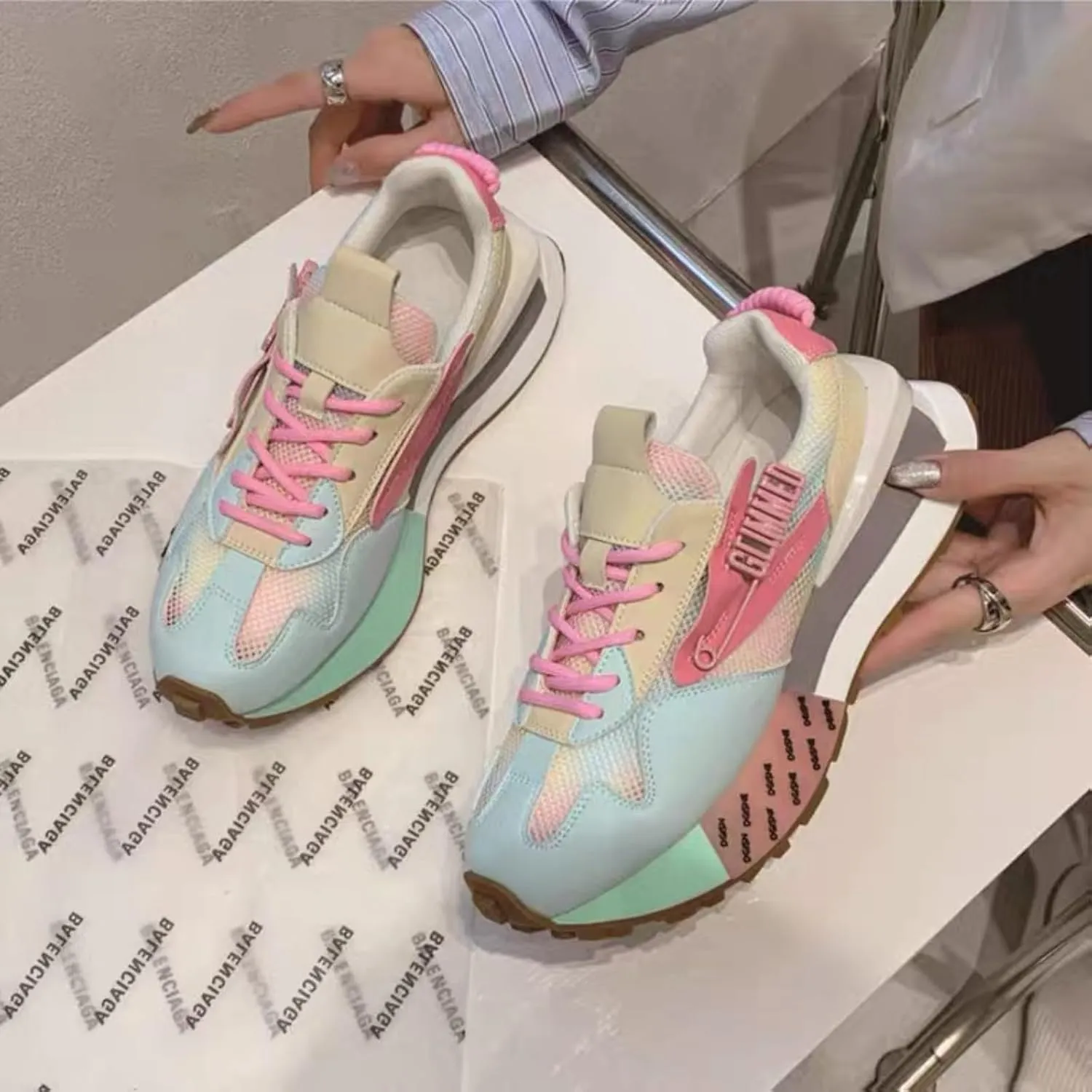 Platform Sneakers Breathable Mesh PU Leather Vibrant Colorful 2-Inch Height Boost   Cushioned Support for Daily Wear   Trendy Streetwear Statement