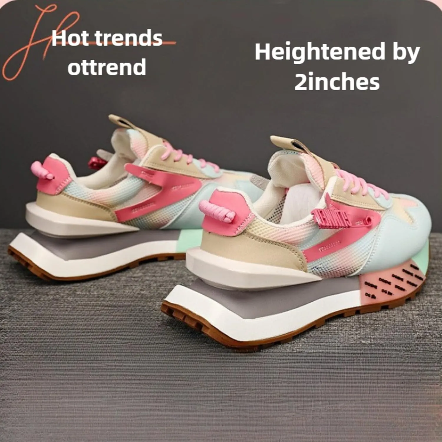 Platform Sneakers Breathable Mesh PU Leather Vibrant Colorful 2-Inch Height Boost   Cushioned Support for Daily Wear   Trendy Streetwear Statement