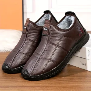 Plus-Size Men's Winter Warm Wool-Lined Slip-on Sneakers Non-Slip, Thick-Soled, Comfortable Walking Shoes for Daily Wear