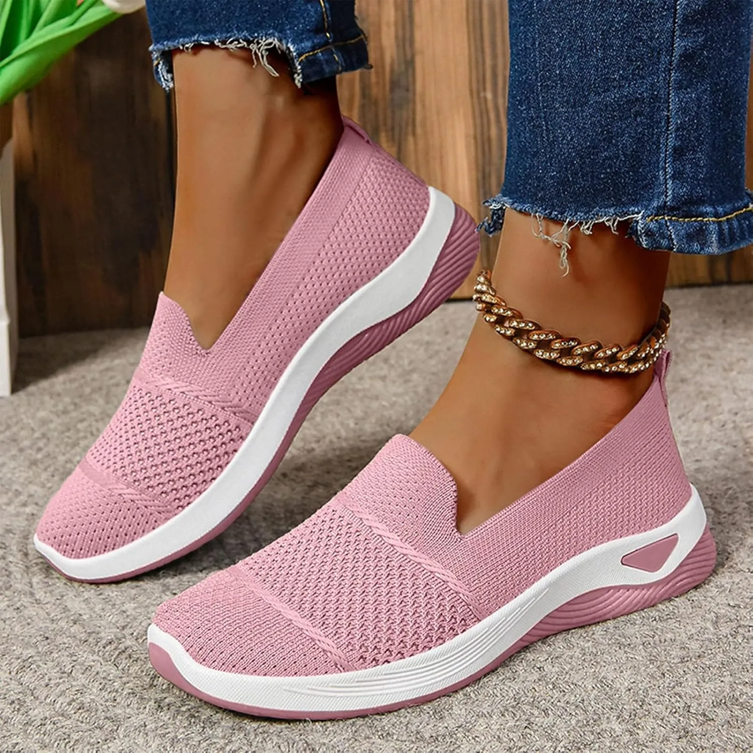 Running Shoes for Women Slip On Versatile Casual Sneakers Comfort Lightweight Sock Shoes Breathable Mesh Shoes