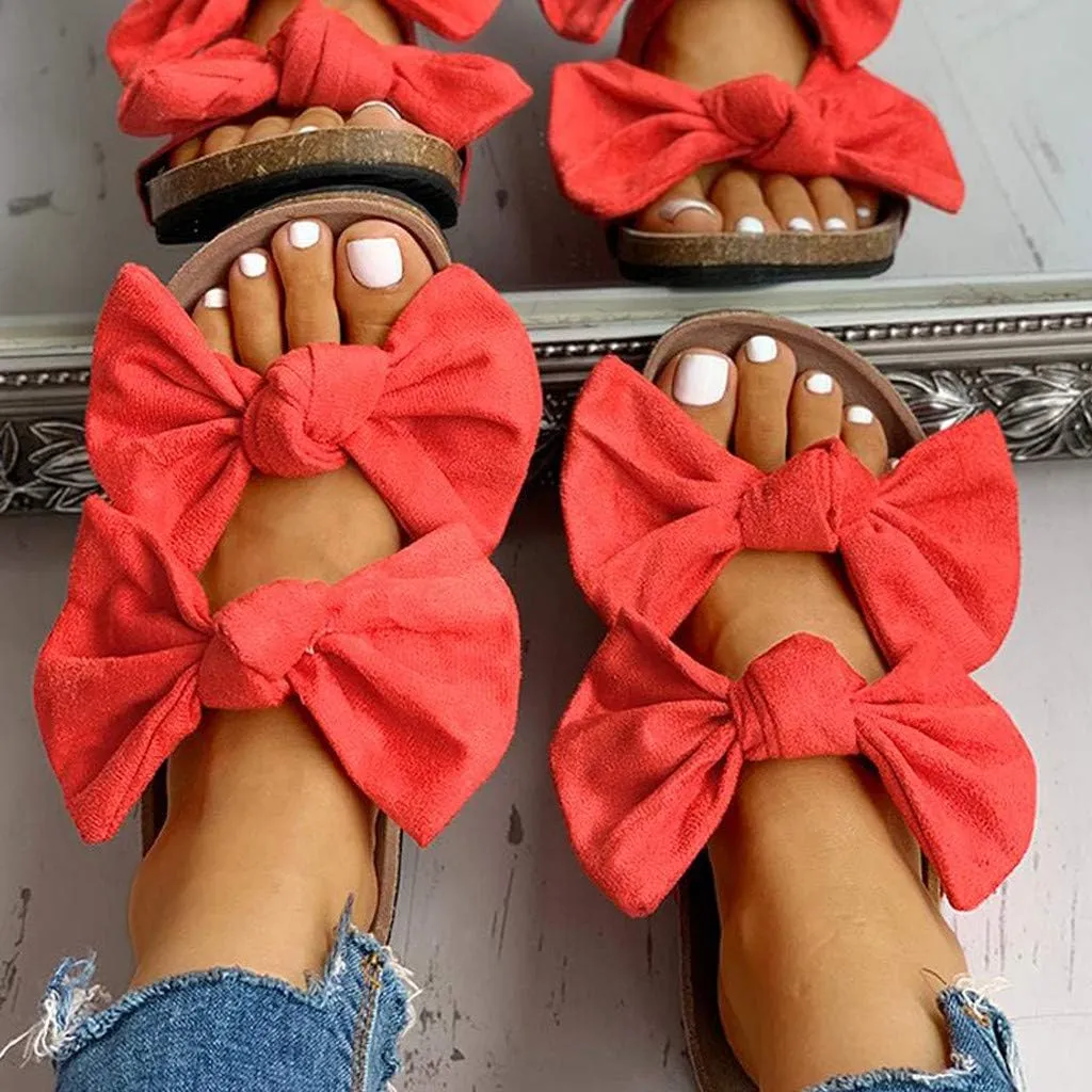 Sandals for Women Flat,Women's 2020 Bow Knot Comfy Platform Sandal Shoes Summer Beach Travel Fashion Slipper Flip Flops