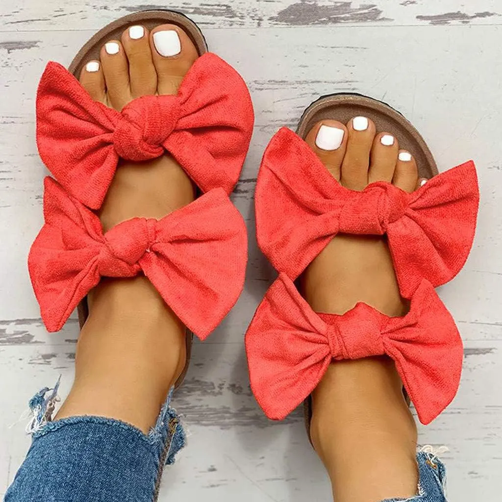 Sandals for Women Flat,Women's 2020 Bow Knot Comfy Platform Sandal Shoes Summer Beach Travel Fashion Slipper Flip Flops