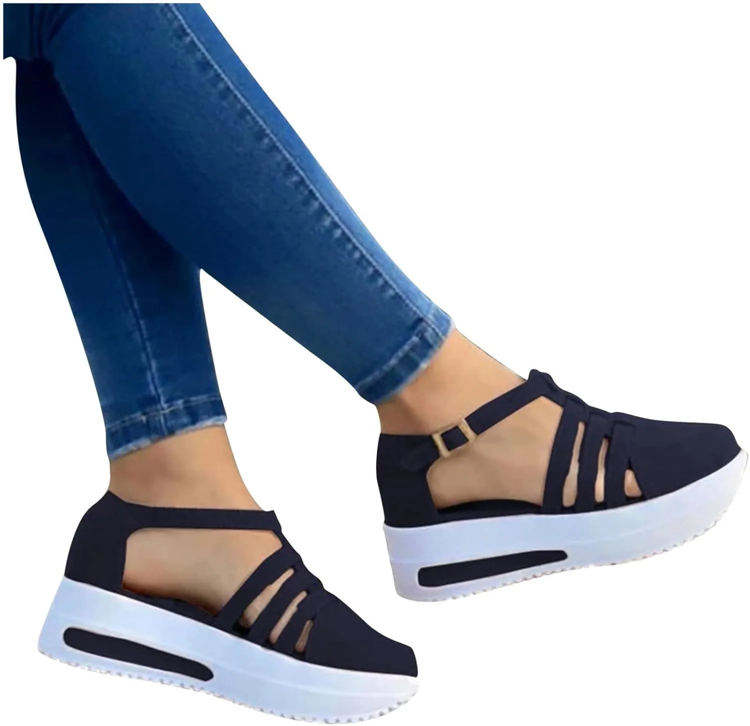 Sandals Women Causal Summer 2023 Peep Toe Platform Sandals Wedges Ankle Buckle Shoes Ladies Flip Flops Sandals