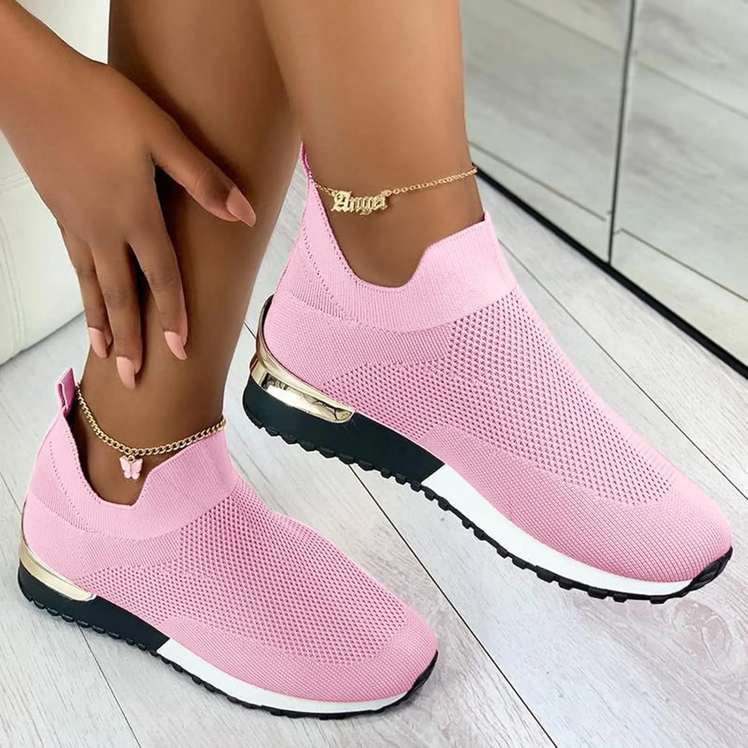 SBGMoSJ Lightweight Sneakers for Women Size 8 Wide Shoes for Wedding Guest Women Comfy Fall Black Workout Tennis Shoes for Women Womens High Top Sneakers White Women Lightweight Walking Shoes 7.5