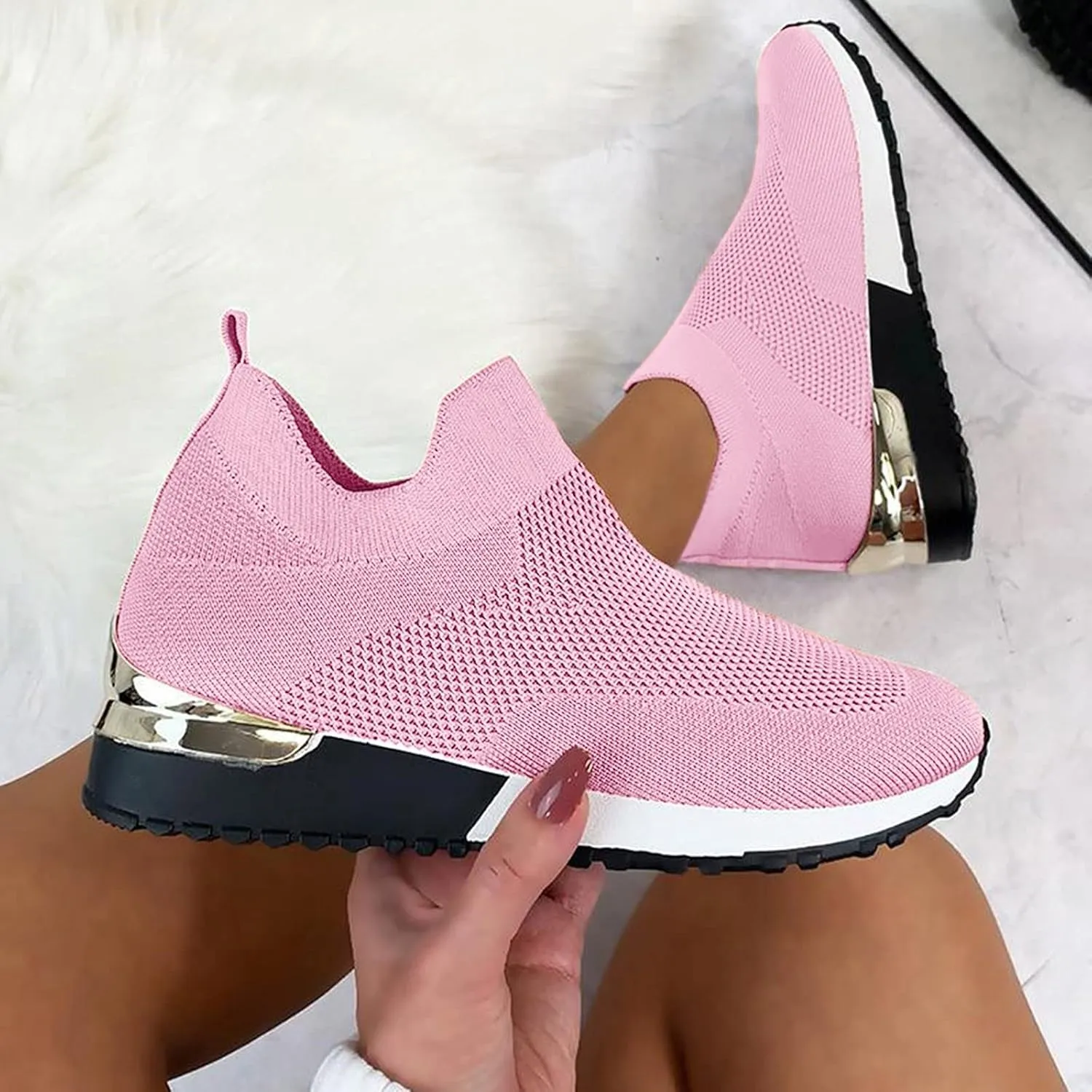 SBGMoSJ Lightweight Sneakers for Women Size 8 Wide Shoes for Wedding Guest Women Comfy Fall Black Workout Tennis Shoes for Women Womens High Top Sneakers White Women Lightweight Walking Shoes 7.5