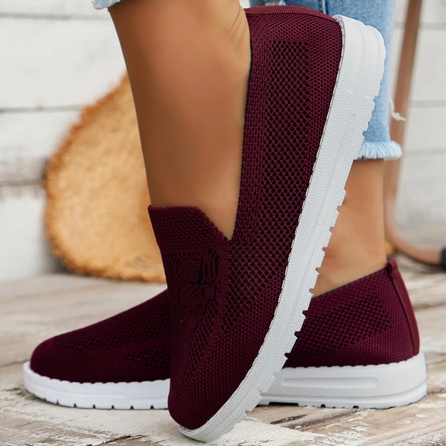 SBGMoSJ Women Sneakers Size 10 Slip On Women's Athletic Shoes 9 Wide Sneakers Women Trendy Fashion Walking Sneakers for Women Wide Toe Walking Shoes Women