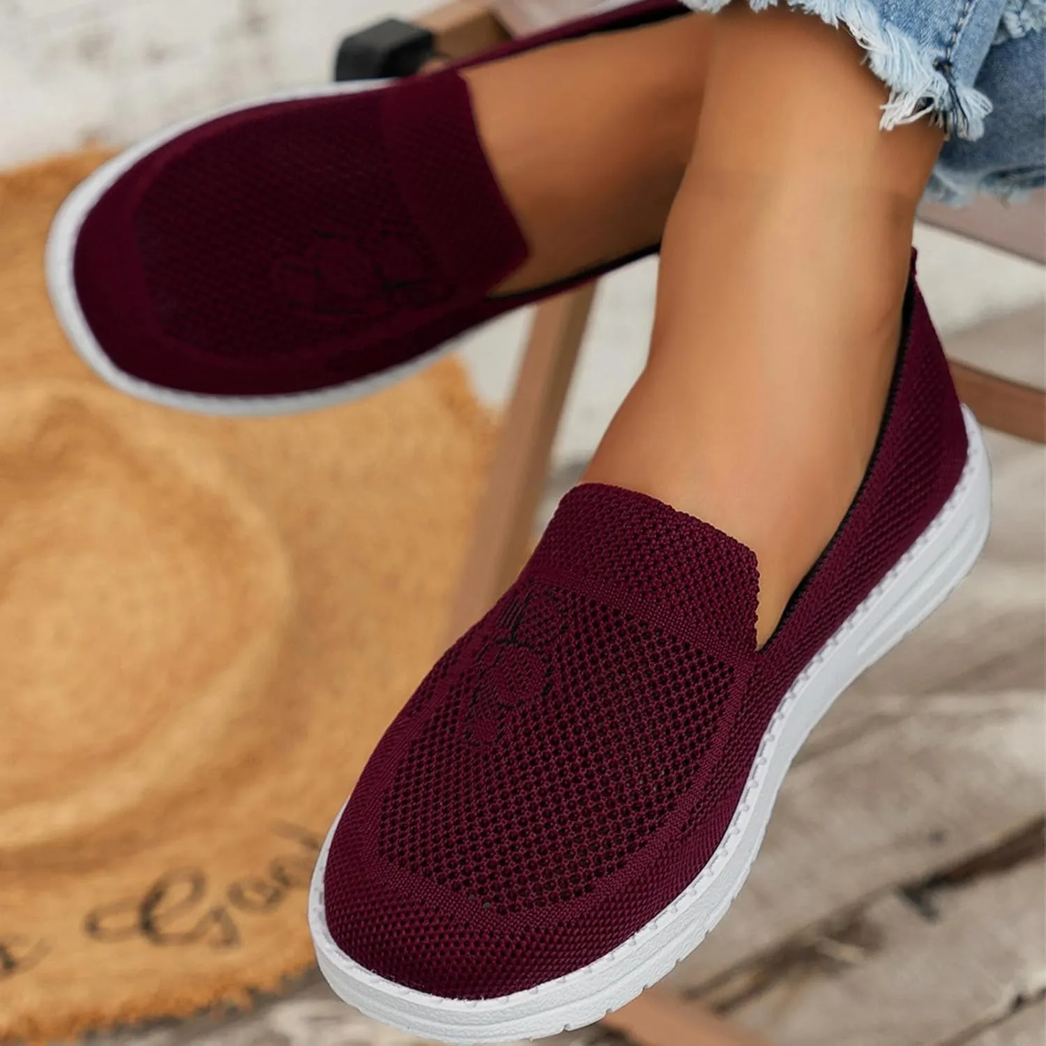 SBGMoSJ Women Sneakers Size 10 Slip On Women's Athletic Shoes 9 Wide Sneakers Women Trendy Fashion Walking Sneakers for Women Wide Toe Walking Shoes Women