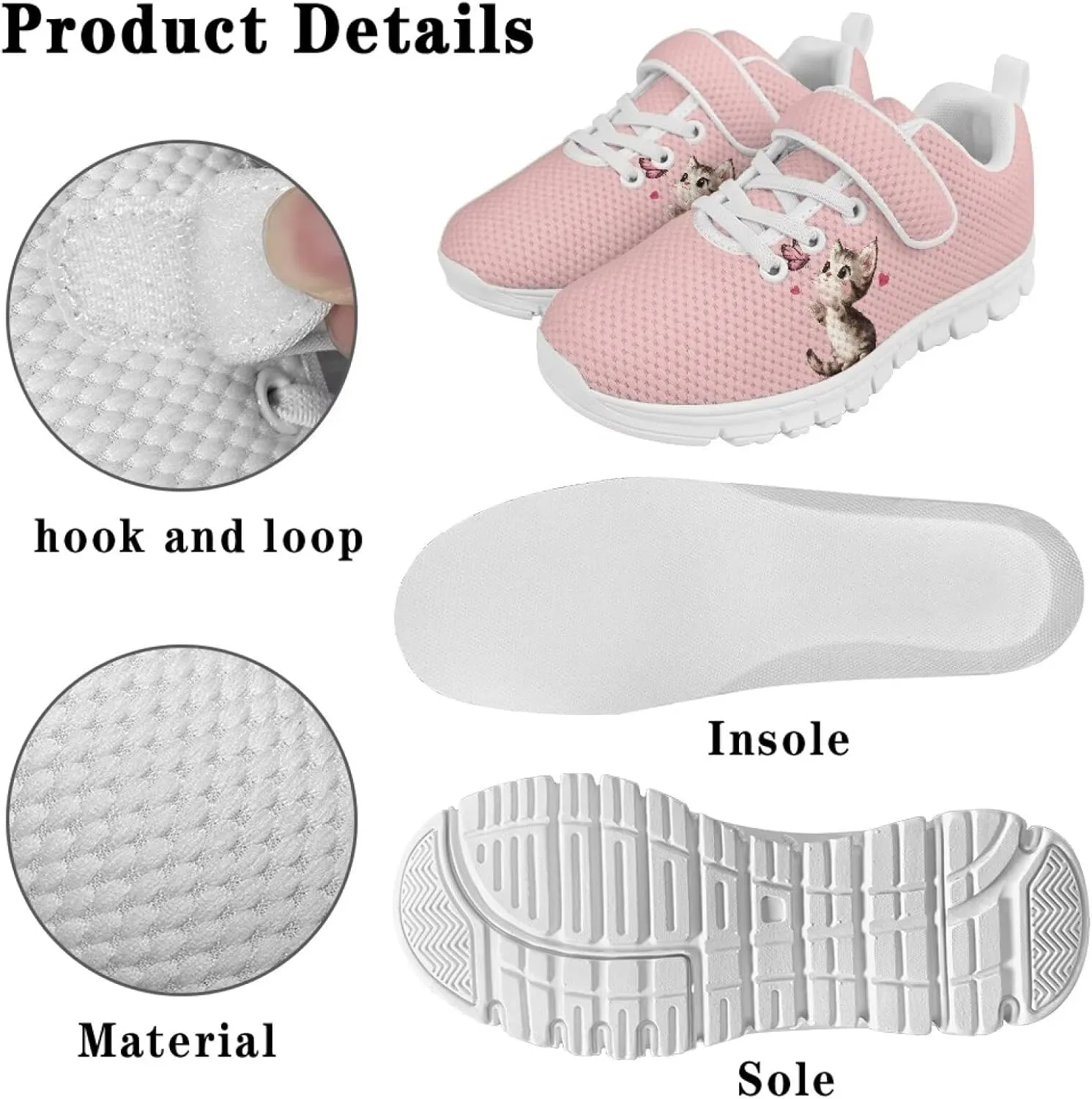 Showudesigns Athletic Tennis Shoes for Girls Kids Active Sip On Sneakers Running Gym Shoes