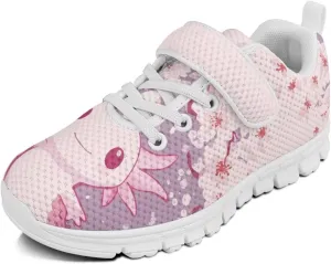 Showudesigns Athletic Tennis Shoes for Girls Kids Active Sip On Sneakers Running Gym Shoes