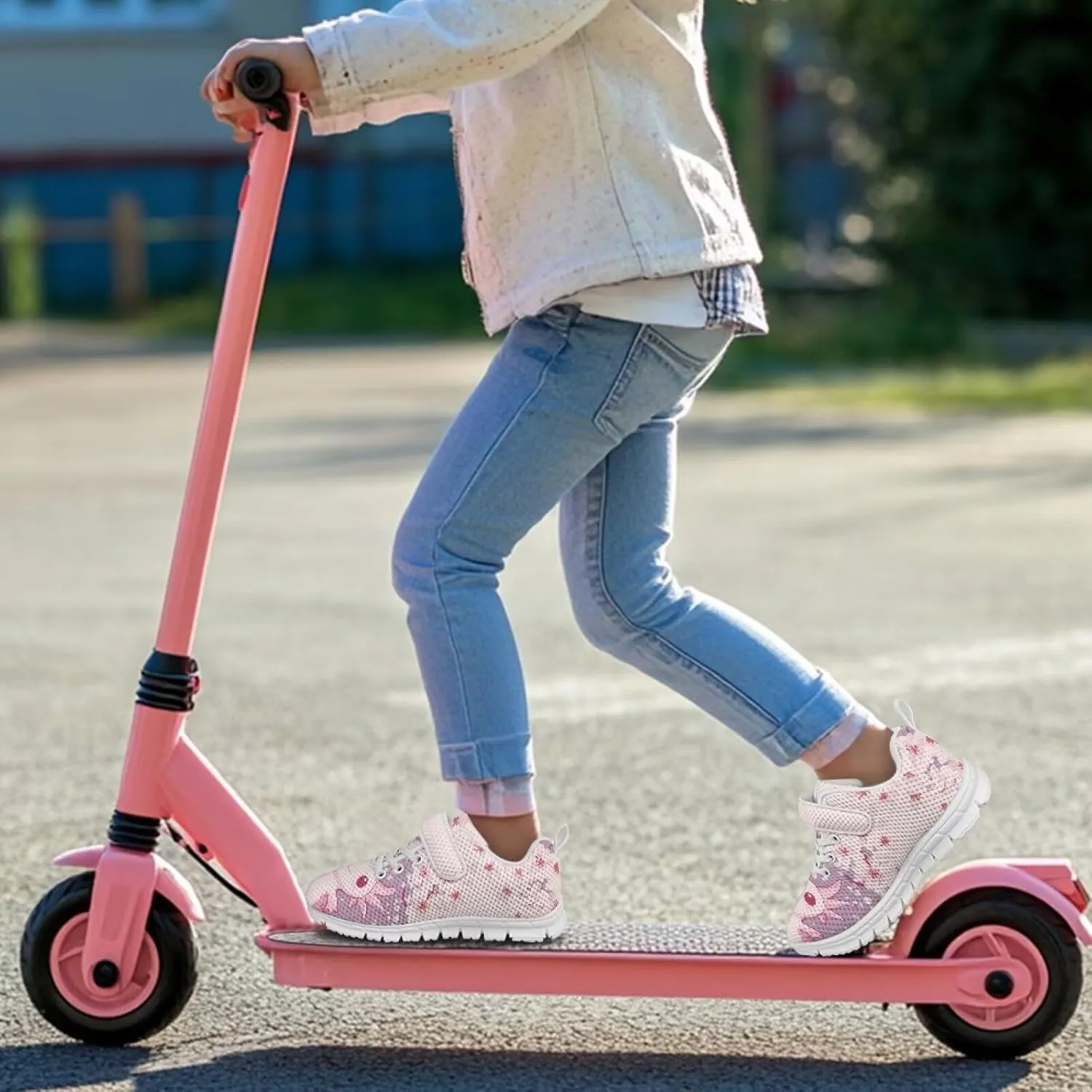 Showudesigns Athletic Tennis Shoes for Girls Kids Active Sip On Sneakers Running Gym Shoes