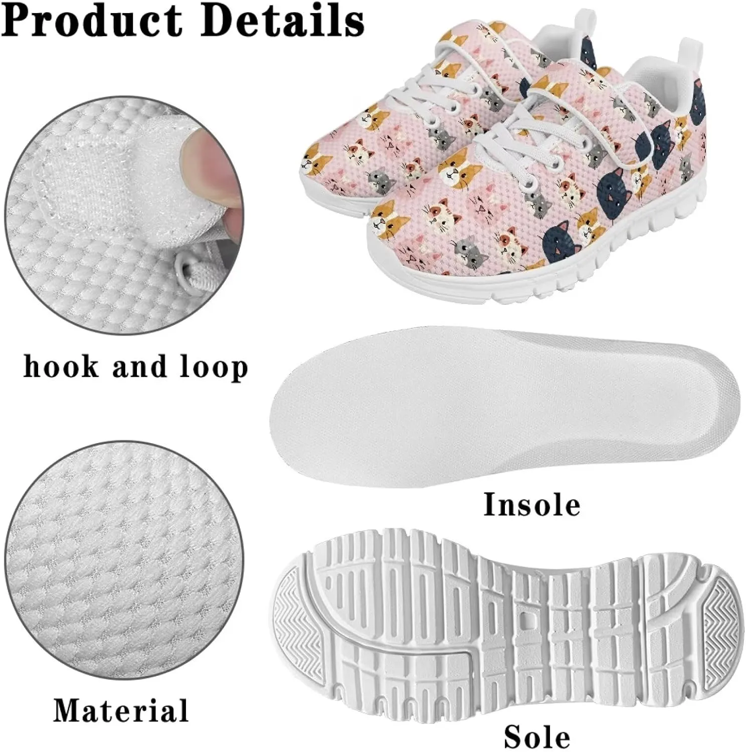 Showudesigns Athletic Tennis Shoes for Girls Kids Active Sip On Sneakers Running Gym Shoes