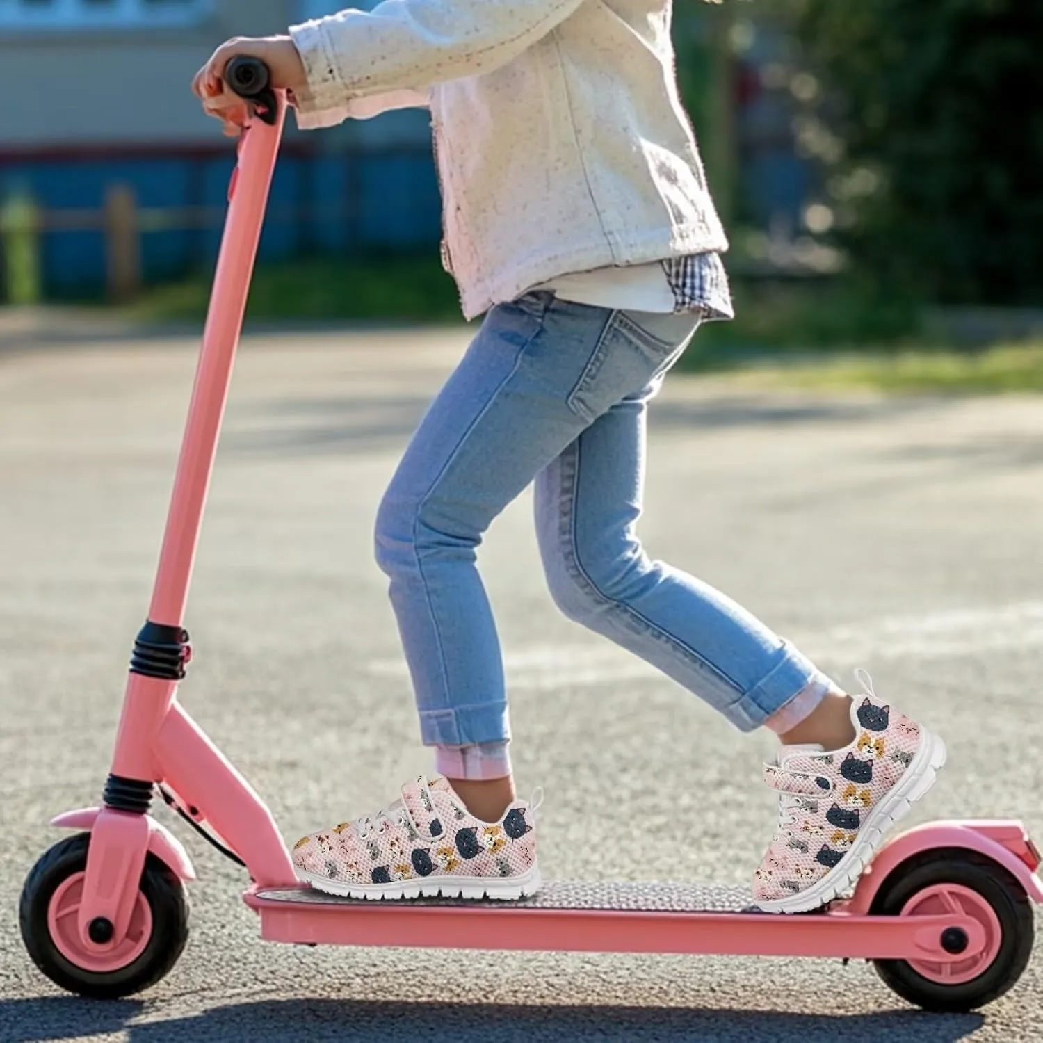 Showudesigns Athletic Tennis Shoes for Girls Kids Active Sip On Sneakers Running Gym Shoes