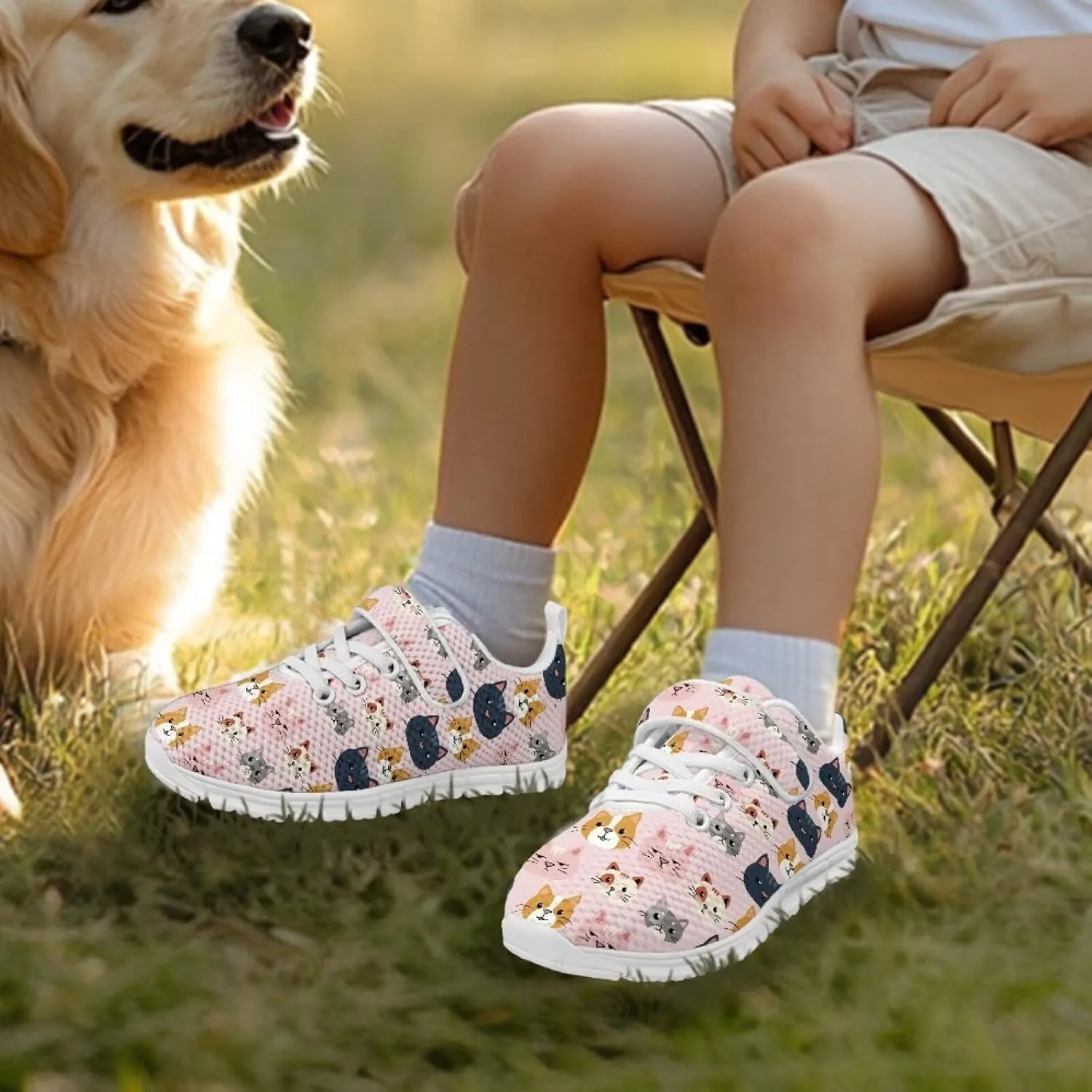 Showudesigns Athletic Tennis Shoes for Girls Kids Active Sip On Sneakers Running Gym Shoes