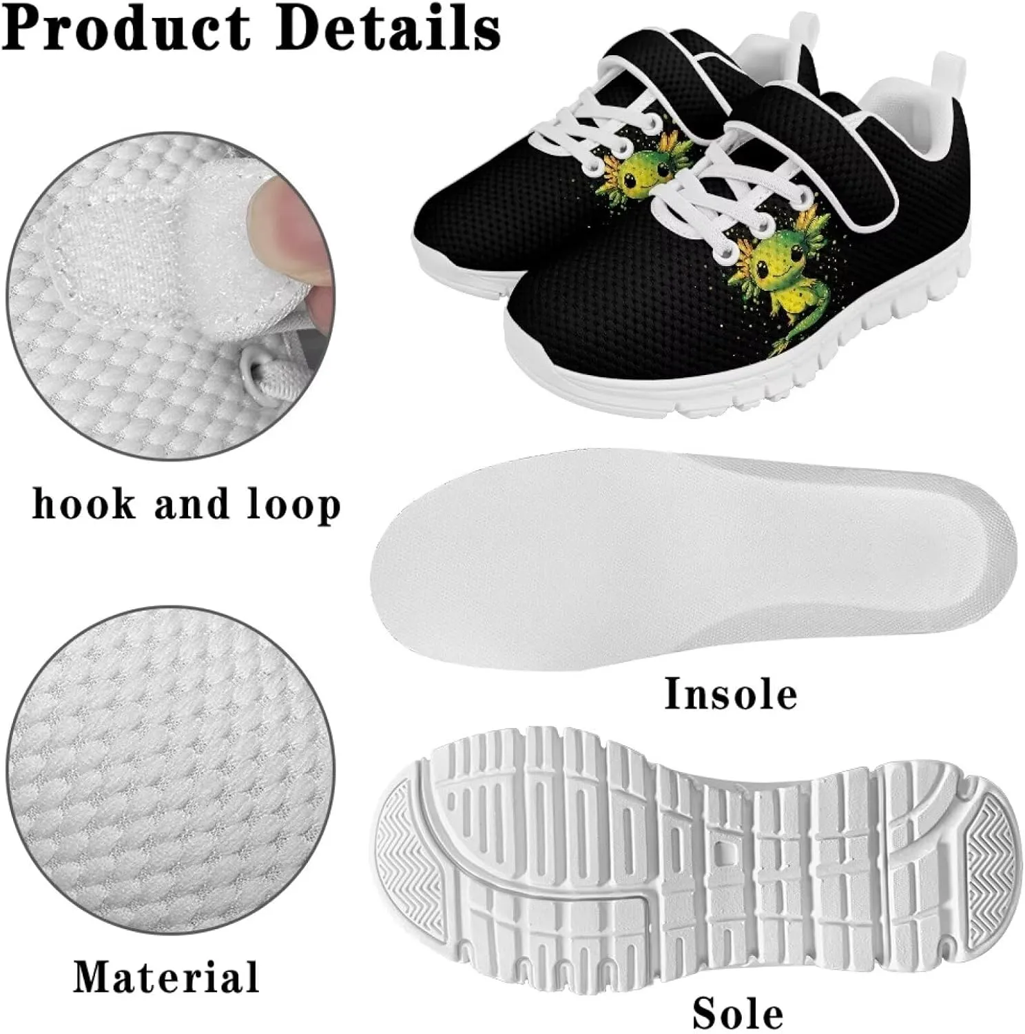 Showudesigns Athletic Tennis Shoes for Girls Kids Active Sip On Sneakers Running Gym Shoes