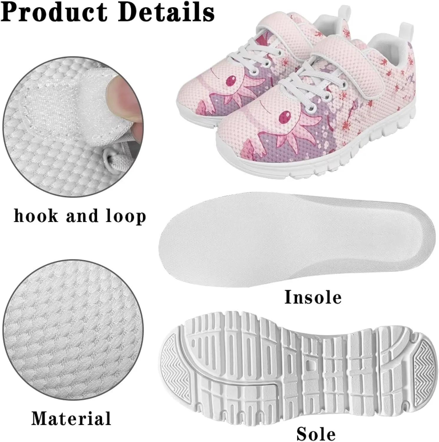 Showudesigns Athletic Tennis Shoes for Girls Kids Active Sip On Sneakers Running Gym Shoes