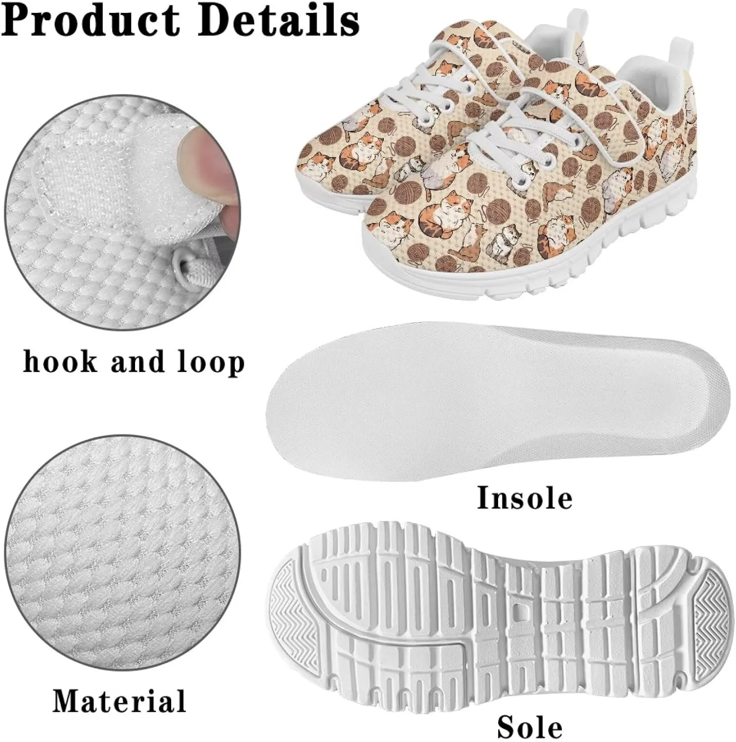 Showudesigns Athletic Tennis Shoes for Girls Kids Active Sip On Sneakers Running Gym Shoes