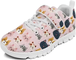 Showudesigns Athletic Tennis Shoes for Girls Kids Active Sip On Sneakers Running Gym Shoes