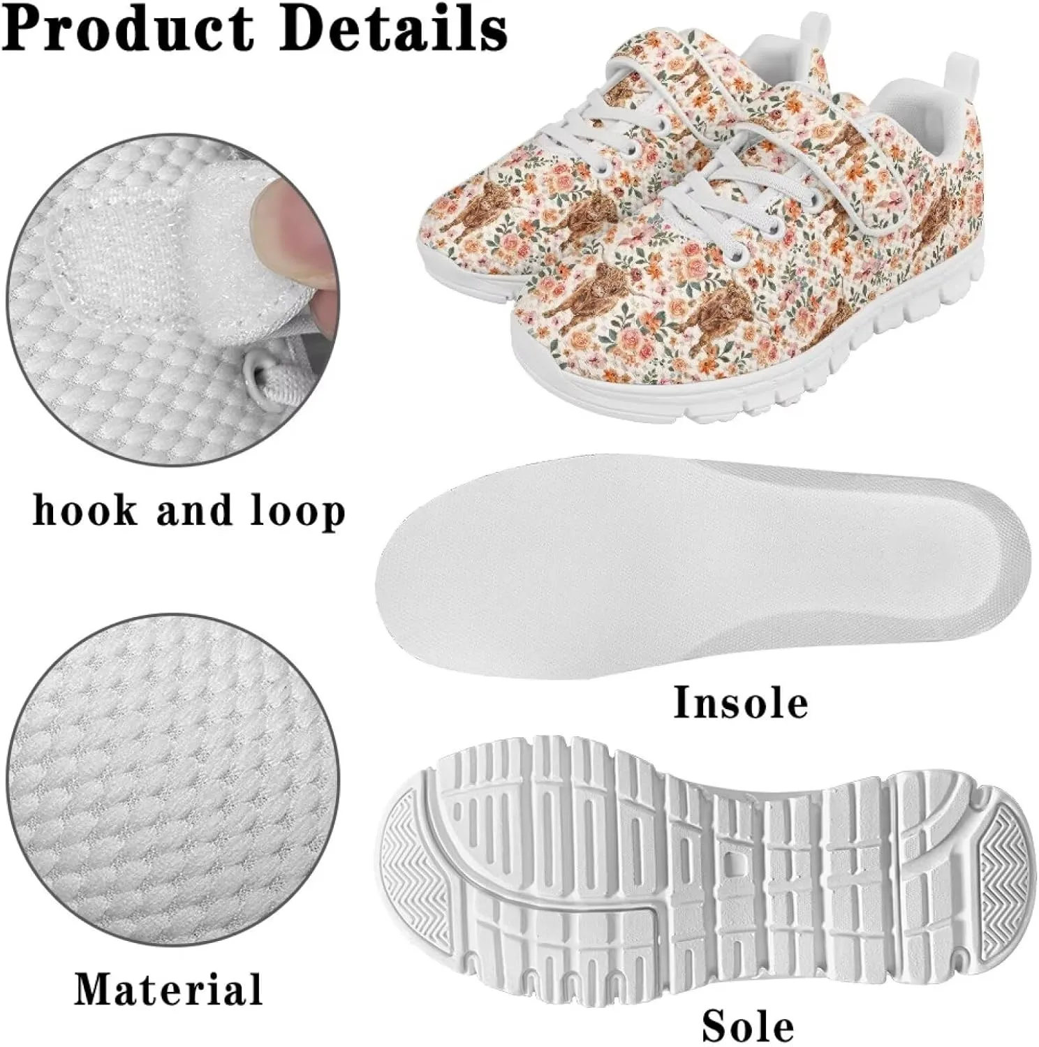 Showudesigns School Running Shoes Girls Boys Active Sneakers Kids Slip On Tennis Shoes
