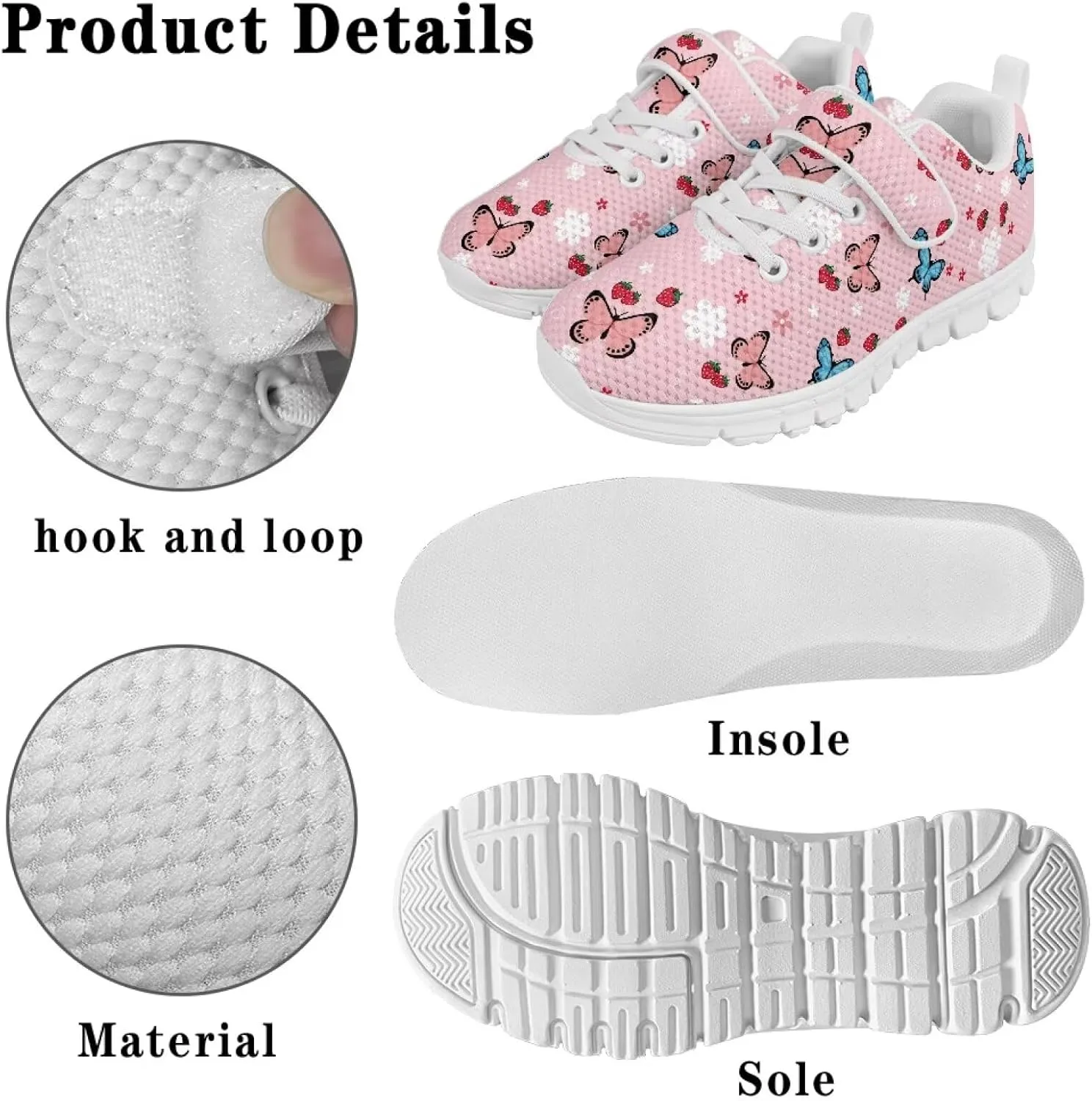 Showudesigns School Running Shoes Girls Boys Active Sneakers Kids Slip On Tennis Shoes
