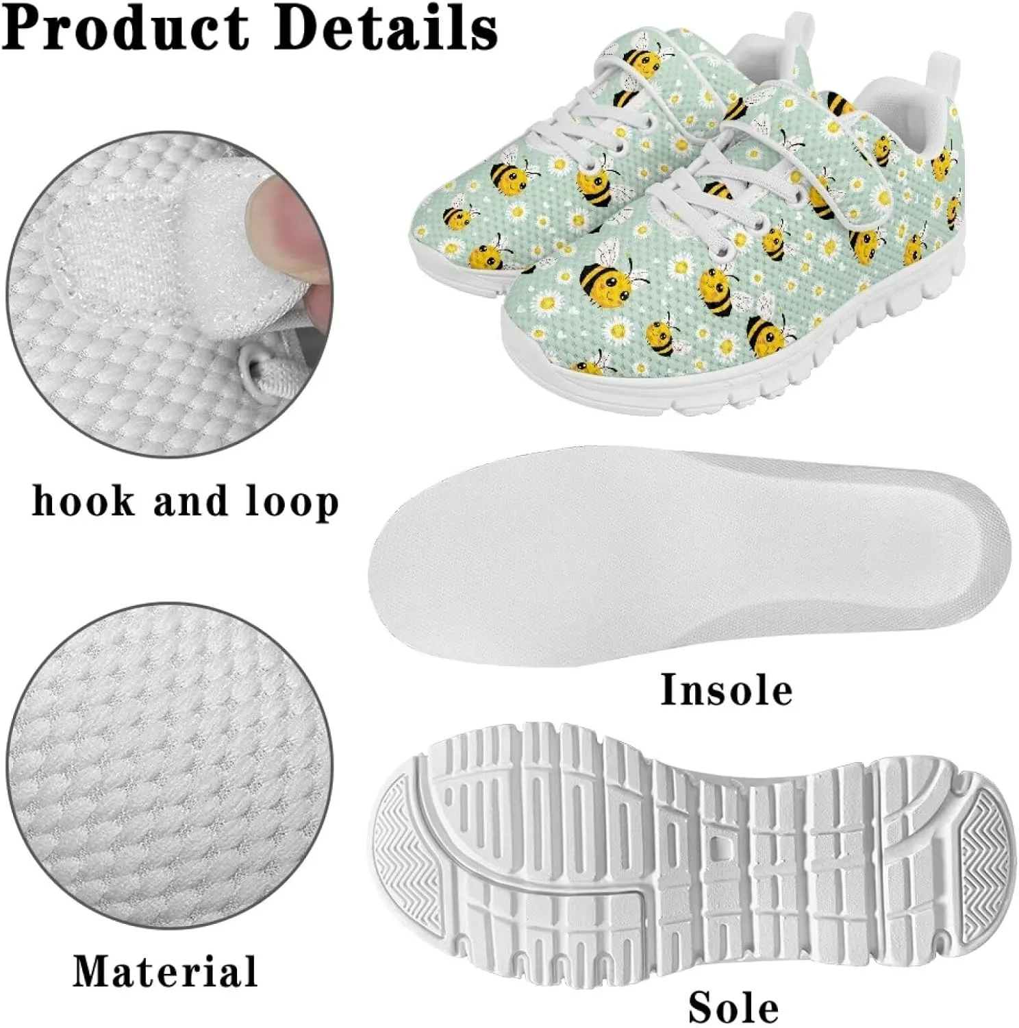Showudesigns School Running Shoes Girls Boys Active Sneakers Kids Slip On Tennis Shoes
