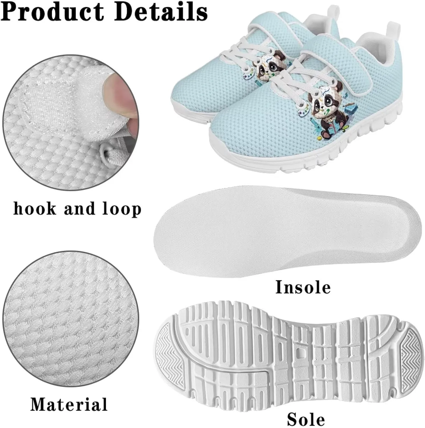Showudesigns School Running Shoes Girls Boys Active Sneakers Kids Slip On Tennis Shoes
