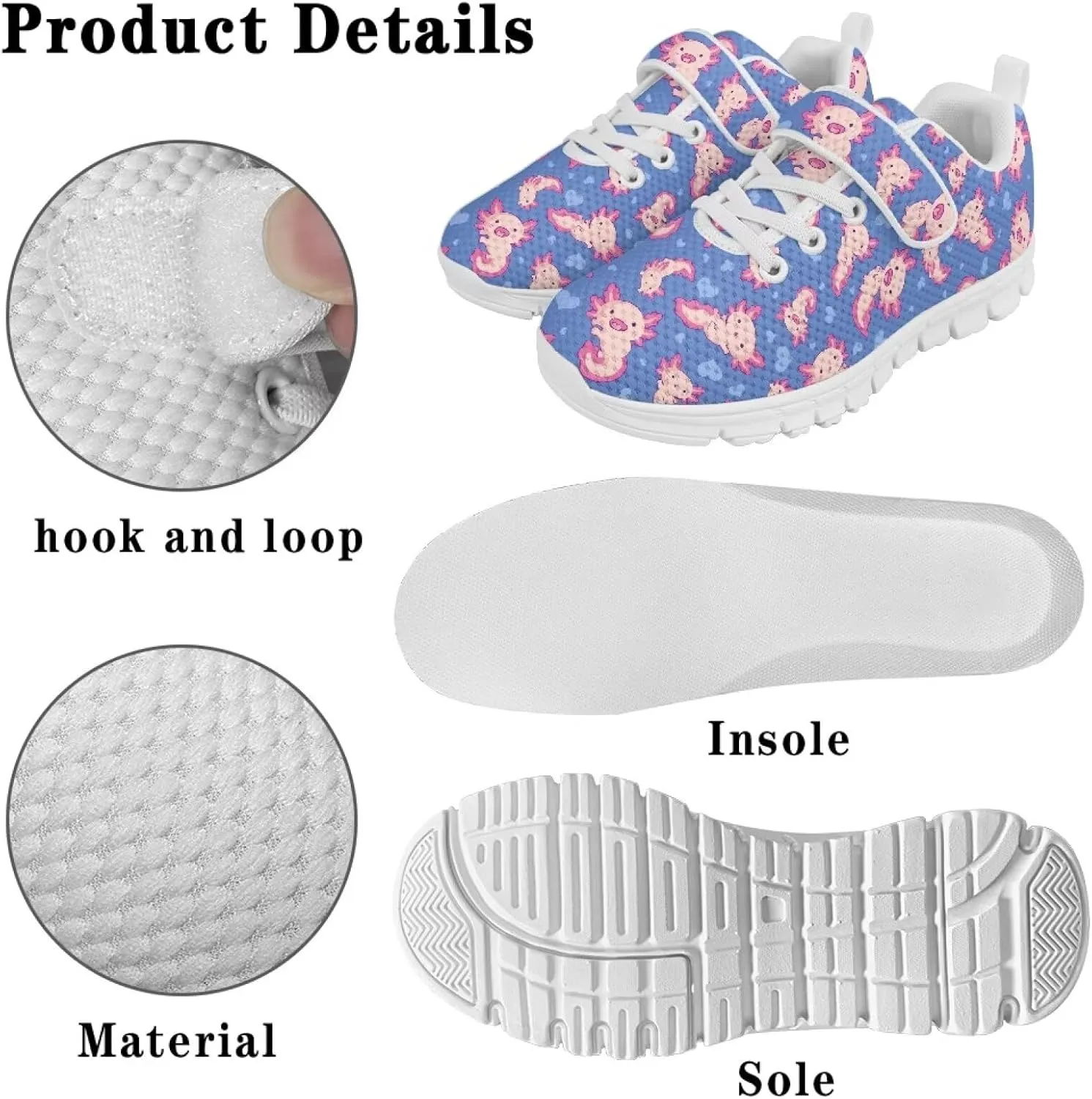 Showudesigns School Running Shoes Girls Boys Active Sneakers Kids Slip On Tennis Shoes