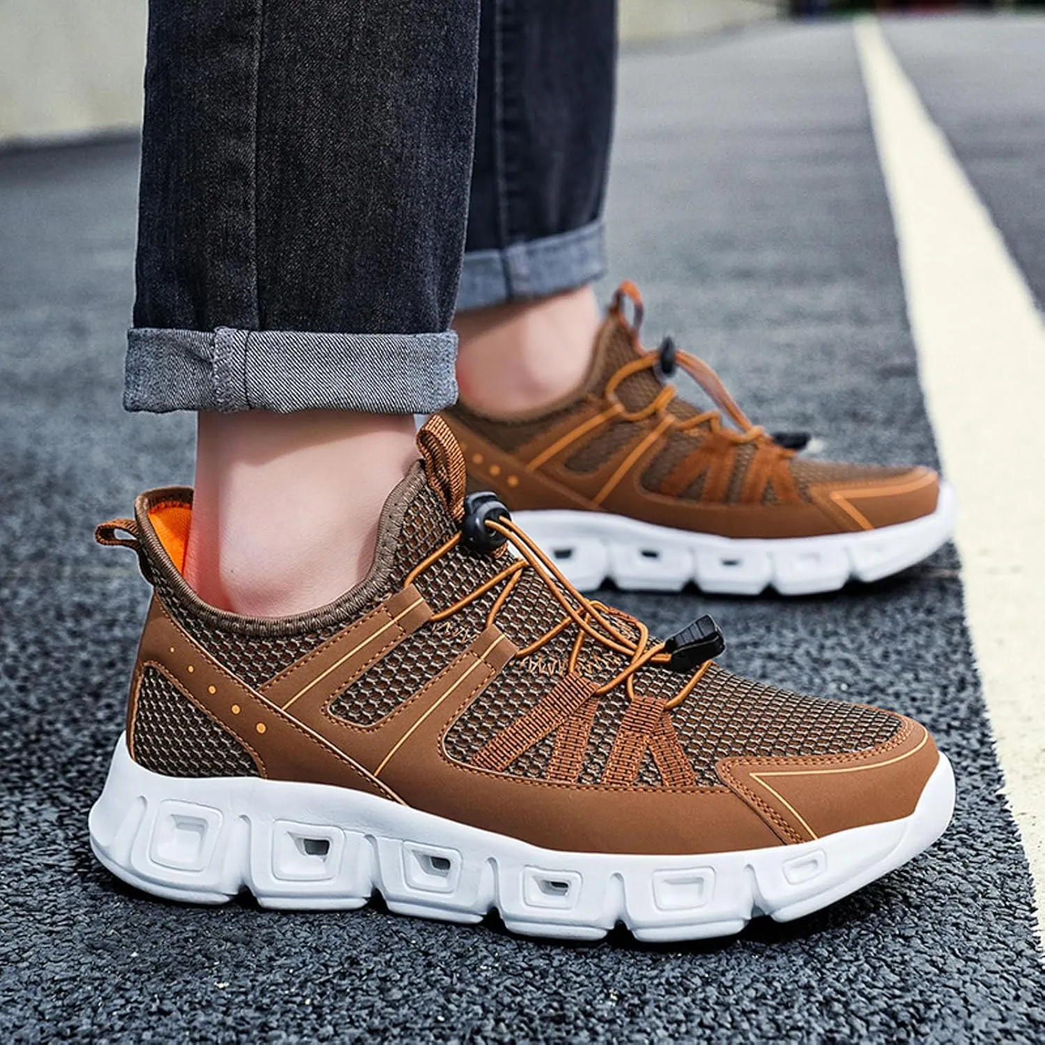 Slip on Walking Shoes for Men Comfort Memory Foam Breathable Mesh Fashion Sneakers Non Slip Travel Jogging Training Gym Shoes Wide Width