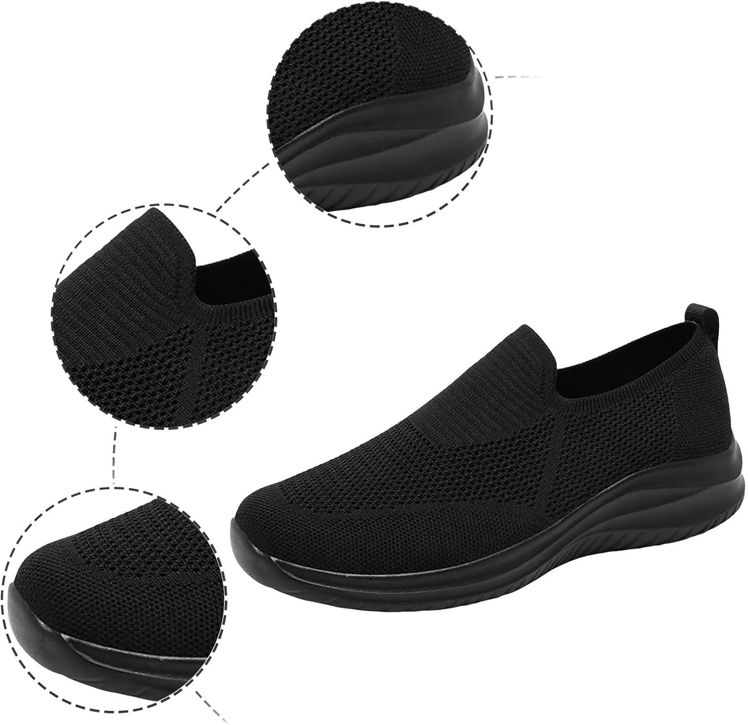 Slip on Walking Shoes for Men Comfort Memory Foam Ultra Lightweight Breathable Fashion Sneakers Non Slip Arch Support Vacation Training Gym Shoes Wide Width
