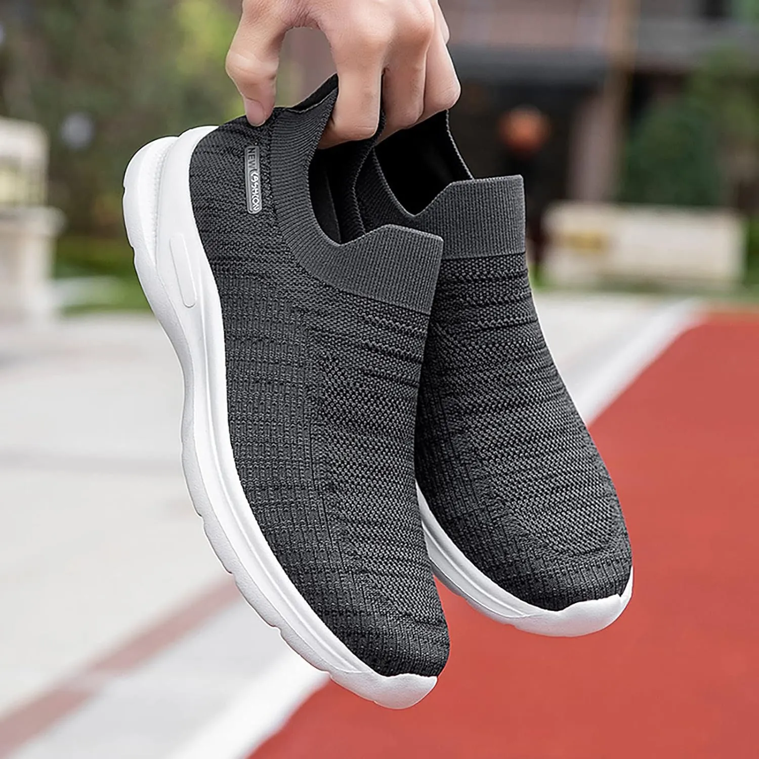 Slip on Walking Shoes for Men Comfortable Memory Foam Breathable Mesh Fashion Sneakers Non Slip Arch Support Cushioning Training Gym Shoes Wide Width