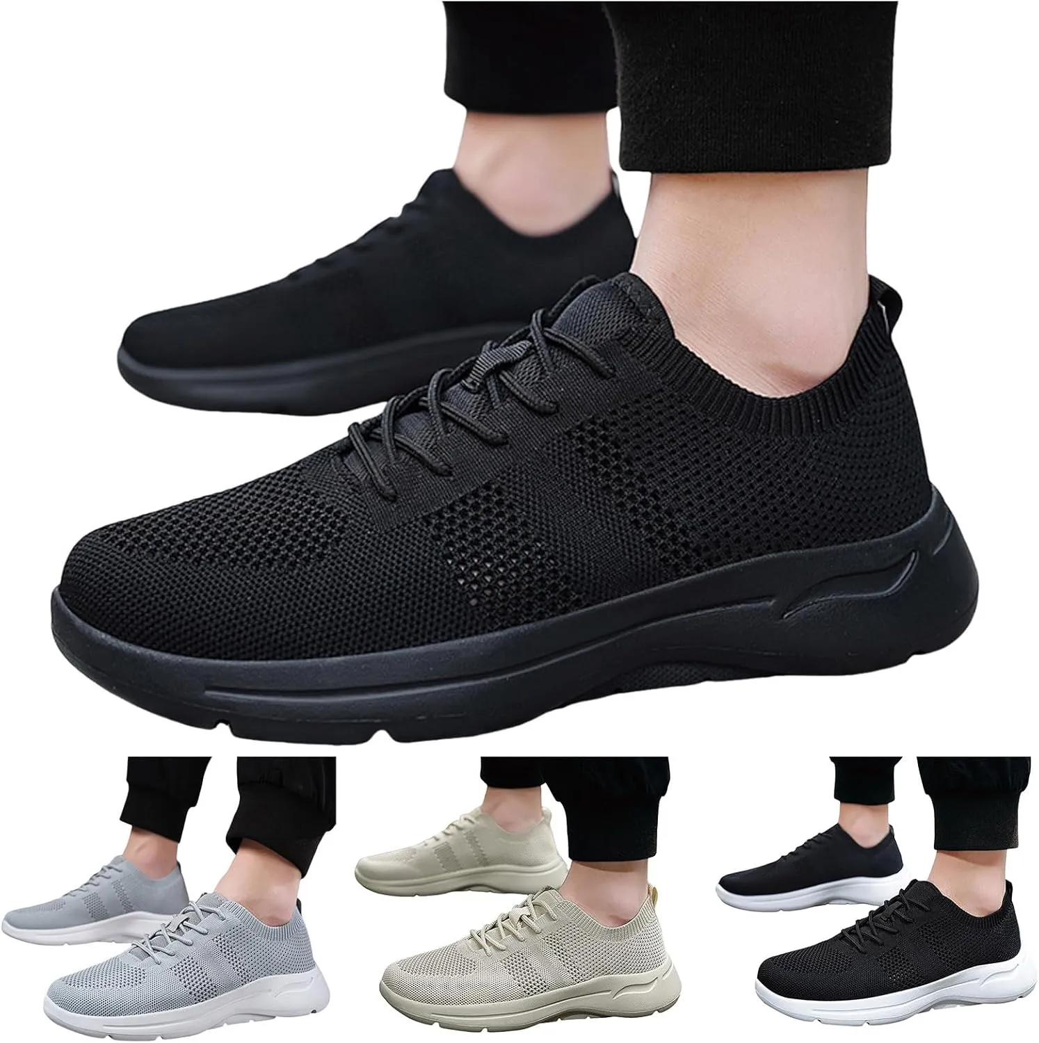 Slip on Walking Shoes Men Casual Dressy Memory Foam Breathable Mesh Fashion Sneakers Non Slip Indoor Outdoor Training Gym Shoes Wide Width