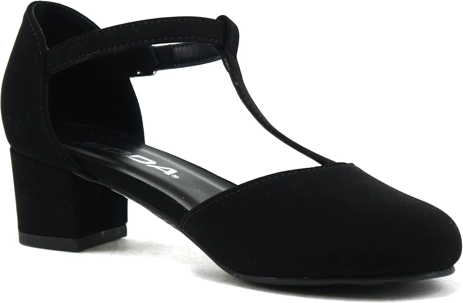 Soda Bluff-2 Kids/Children/Girls Fashion Sparkly Bling Glitter Classic T-Strap Mary Jane Block Heel Rounded Shoes