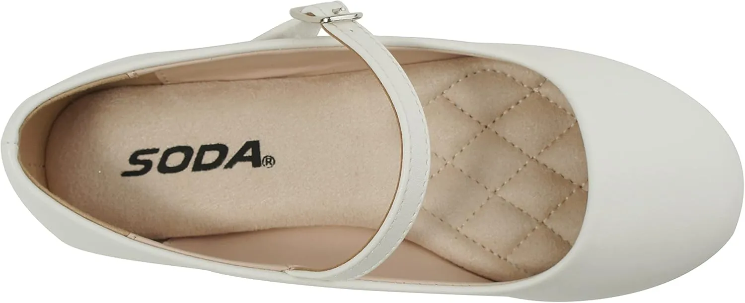 Soda Hookup-2 Kids/Children/Girls Fashion Classic Mary Jane Flat Rounded Ballet Shoes