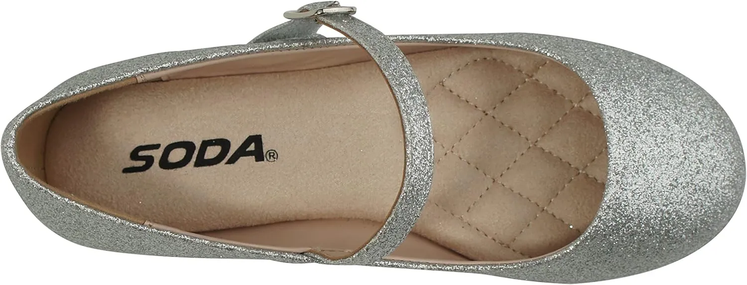 Soda Hookup-2 Kids/Children/Girls Fashion Classic Mary Jane Flat Rounded Ballet Shoes