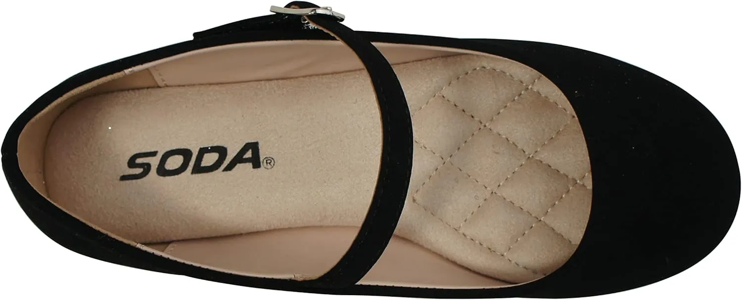 Soda Hookup-2 Kids/Children/Girls Fashion Classic Mary Jane Flat Rounded Ballet Shoes