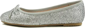 Soda Toast-2 Kids/Children/Girls Fashion Classic Sparkly Glitter Mary Jane Flat Rounded Ballet Shoes